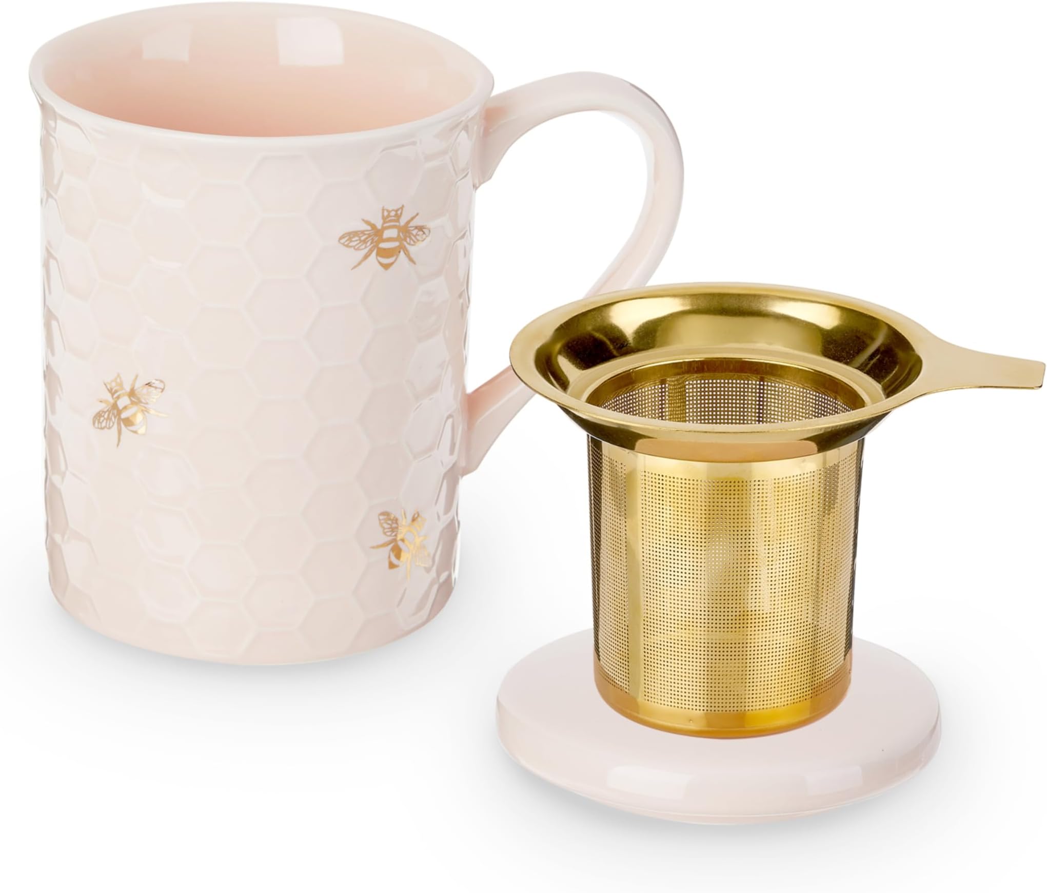 Annette Honeycomb Ceramic Tea Mug & Infuser by Pinky Up