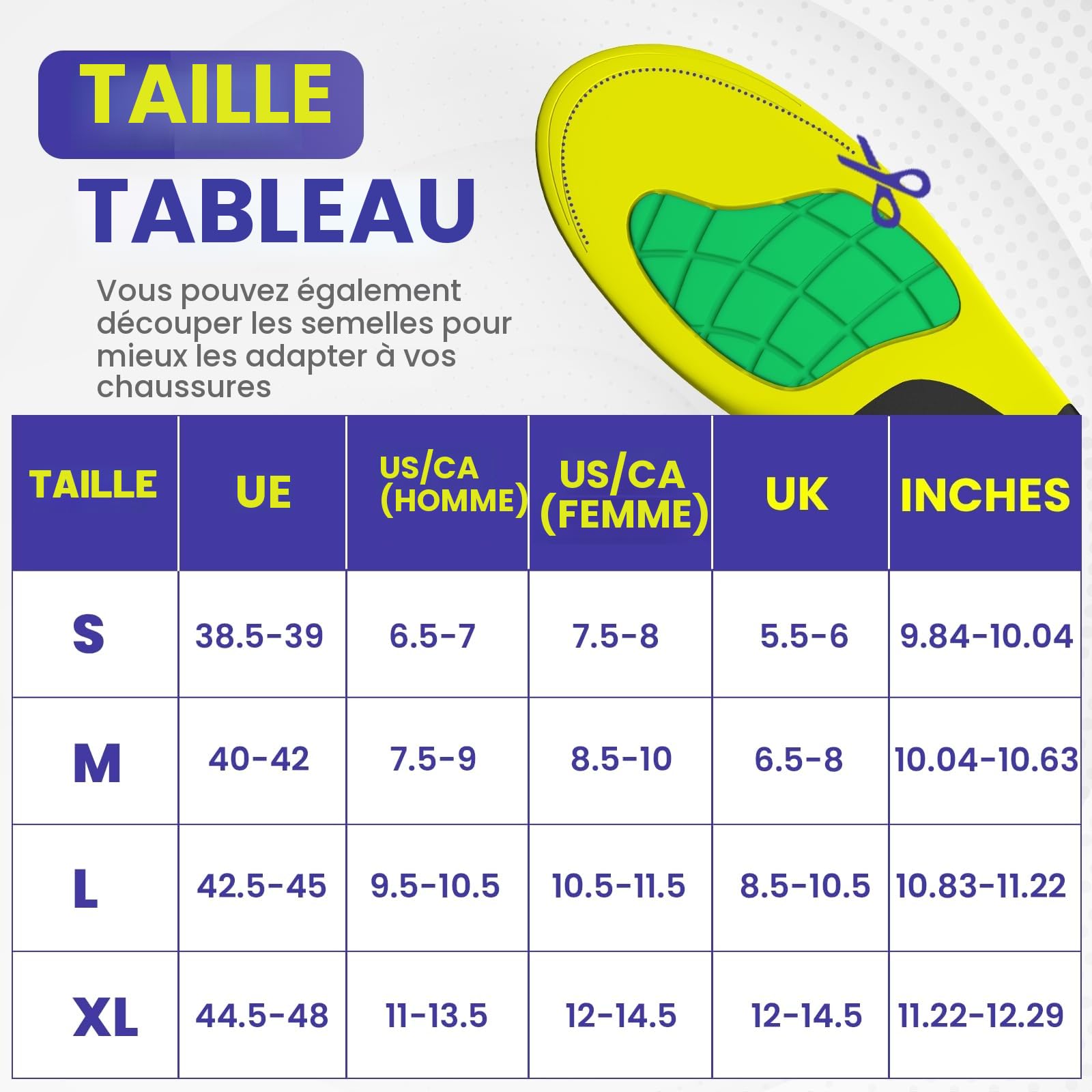 Semelles correctrices de fasciite plantaire - Welnove bottes de travail confortables pour rester debout toute la journée semelles - soulage la fatigue hommes femmes flat foot pain semelles (L)
