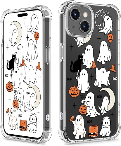 COBATREE Funda de Navidad para iPhone 15, funda transparente de copo de nieve con muletas de Navidad, a prueba de golpes, funda suave para iPhone 15