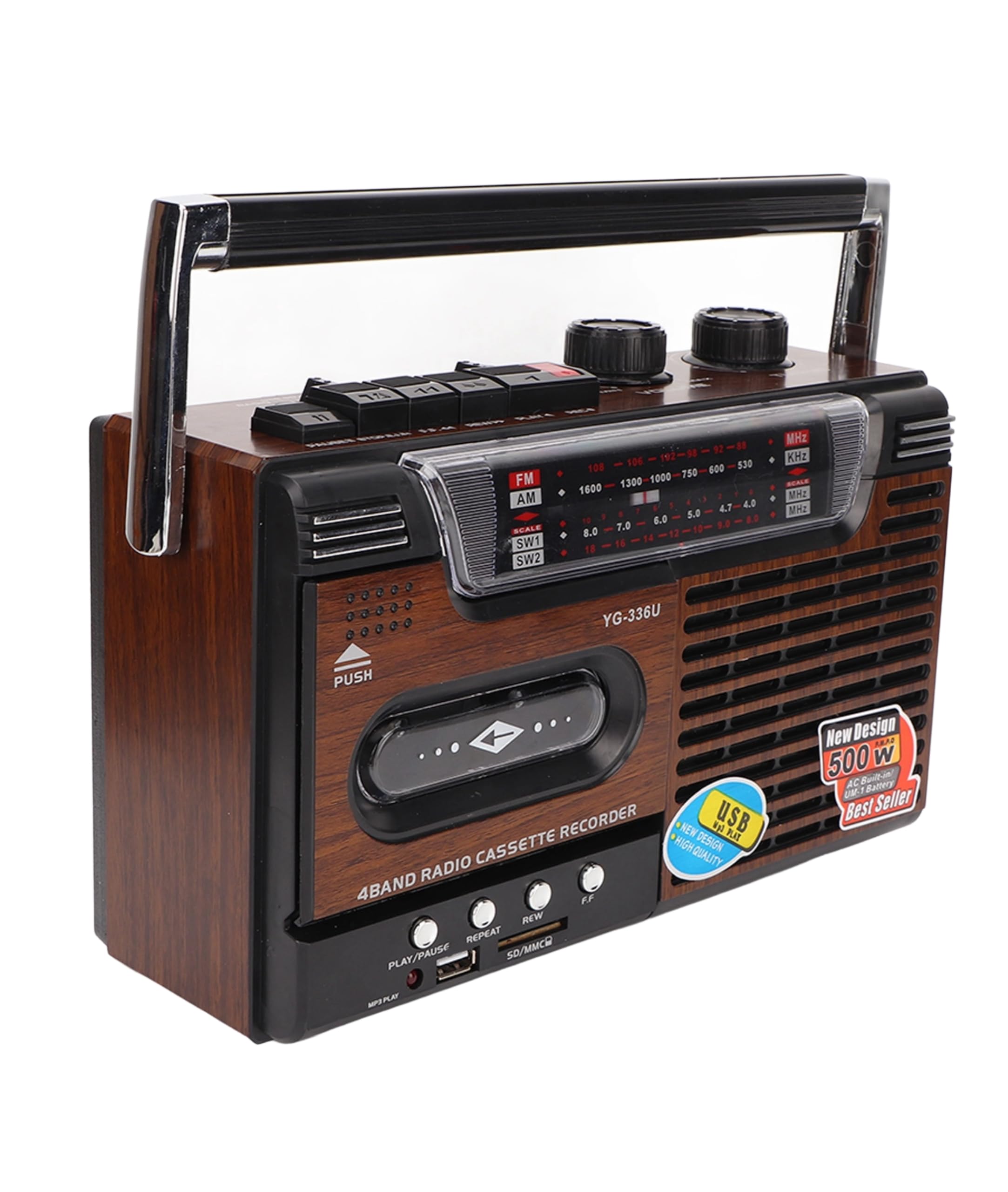 Tape Cassette Player Recorder, Classic 80s Style Portable Boombox SW1 SW2  AM FM Radio, Noiseless Stereo Speaker Retro Home Audio Stereo, Support