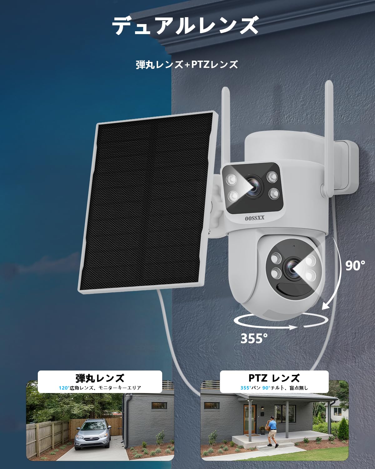 Amazon.co.jp: 【ソーラーパネル給電・双方向通話・二つ監視画面