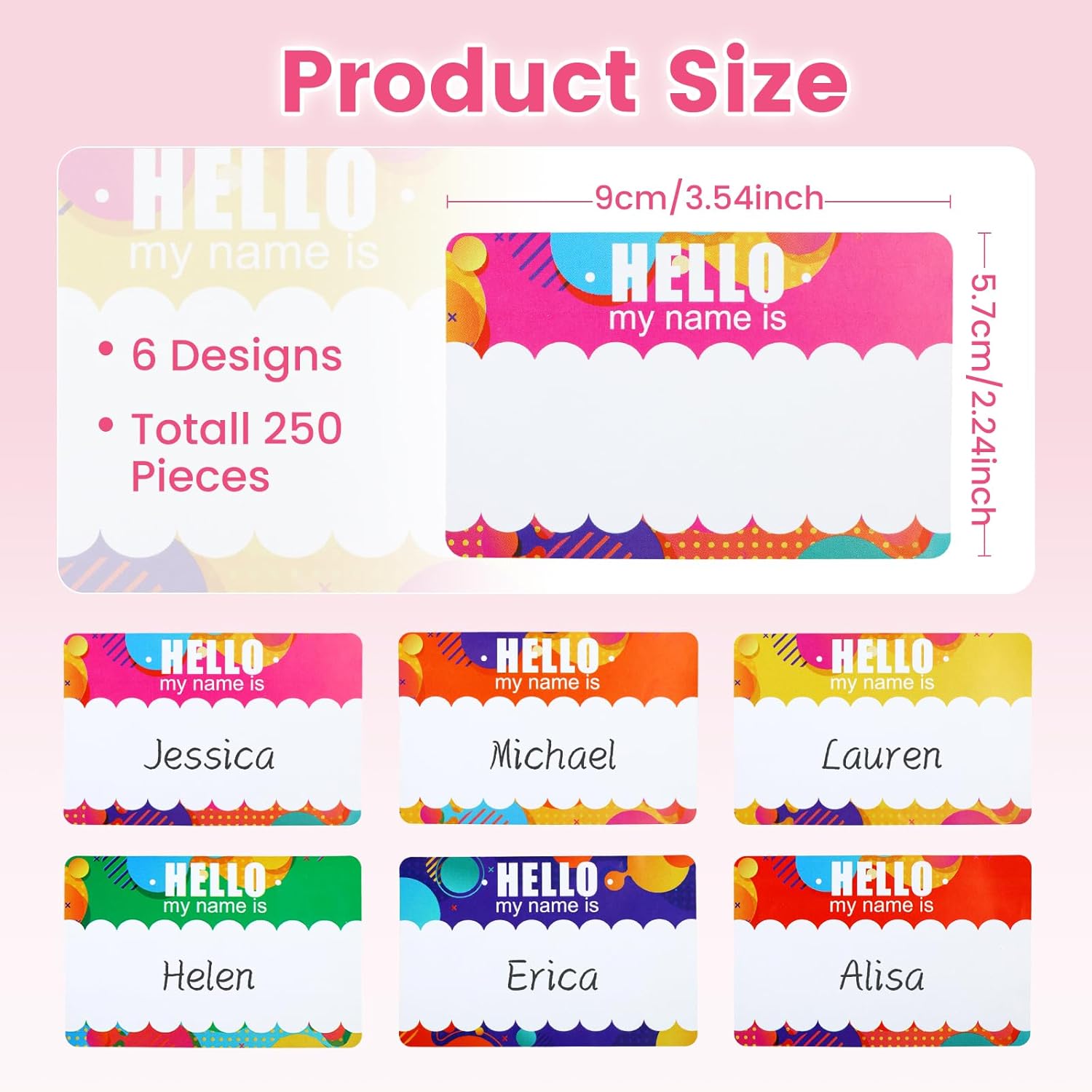 200 Etiquetas Con Texto En Inglés Hello Y Nae Is (3.5 X 2.25 Pulgadas