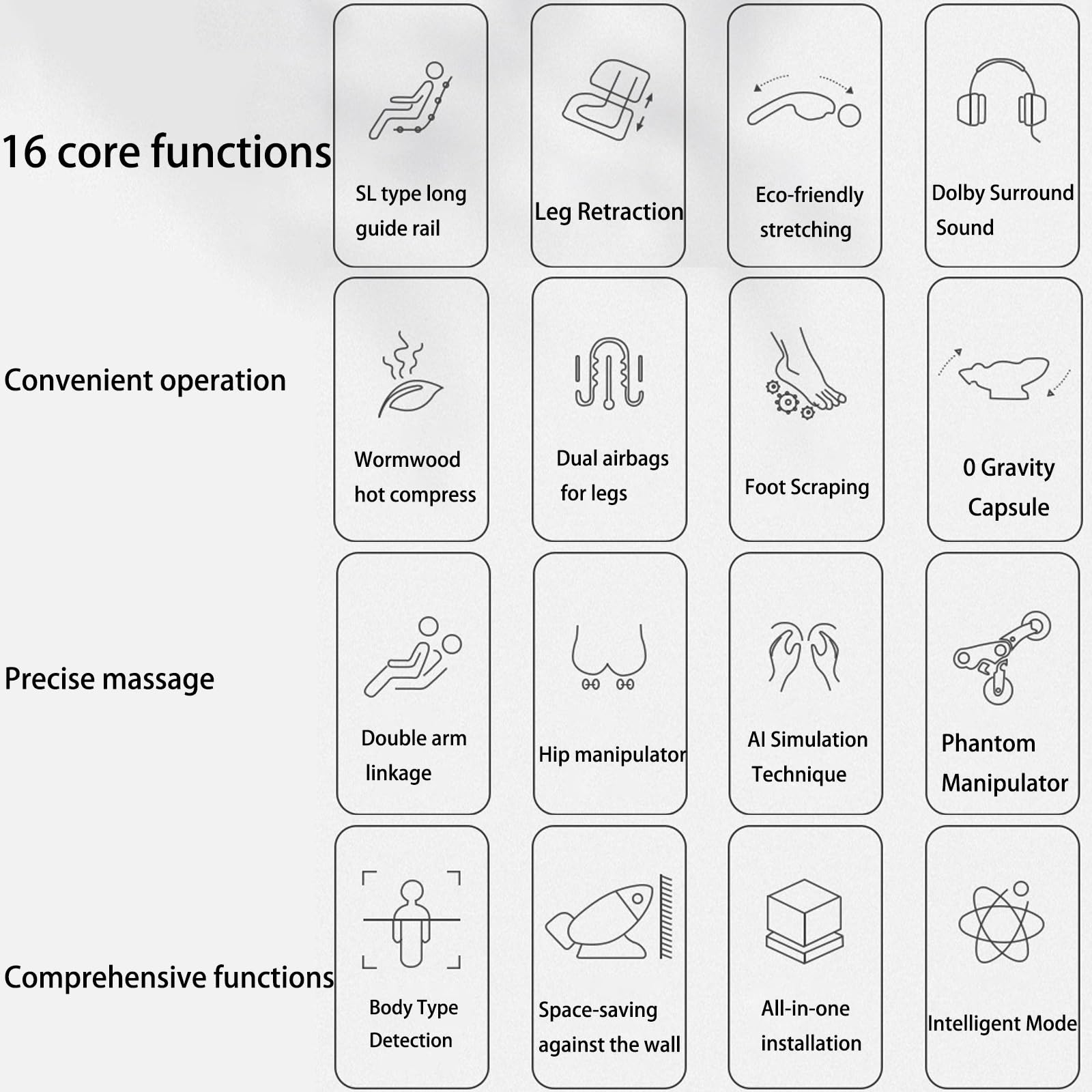 Poltrona Massaggiante Intelligente, controllo Vocale Altoparlanti Bluetooth 6 Programmi Automatici Adatta A Famiglie Di Mezza Età E Anziane(Noir)