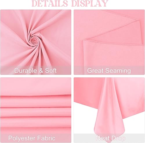 Miniatura 4 de Paquete de 4 manteles rectangulares de poliéster lavables de 90 x 156 pulgadas, para decoración de bodas, mesas de comedor, bufé, fiestas, banquetes