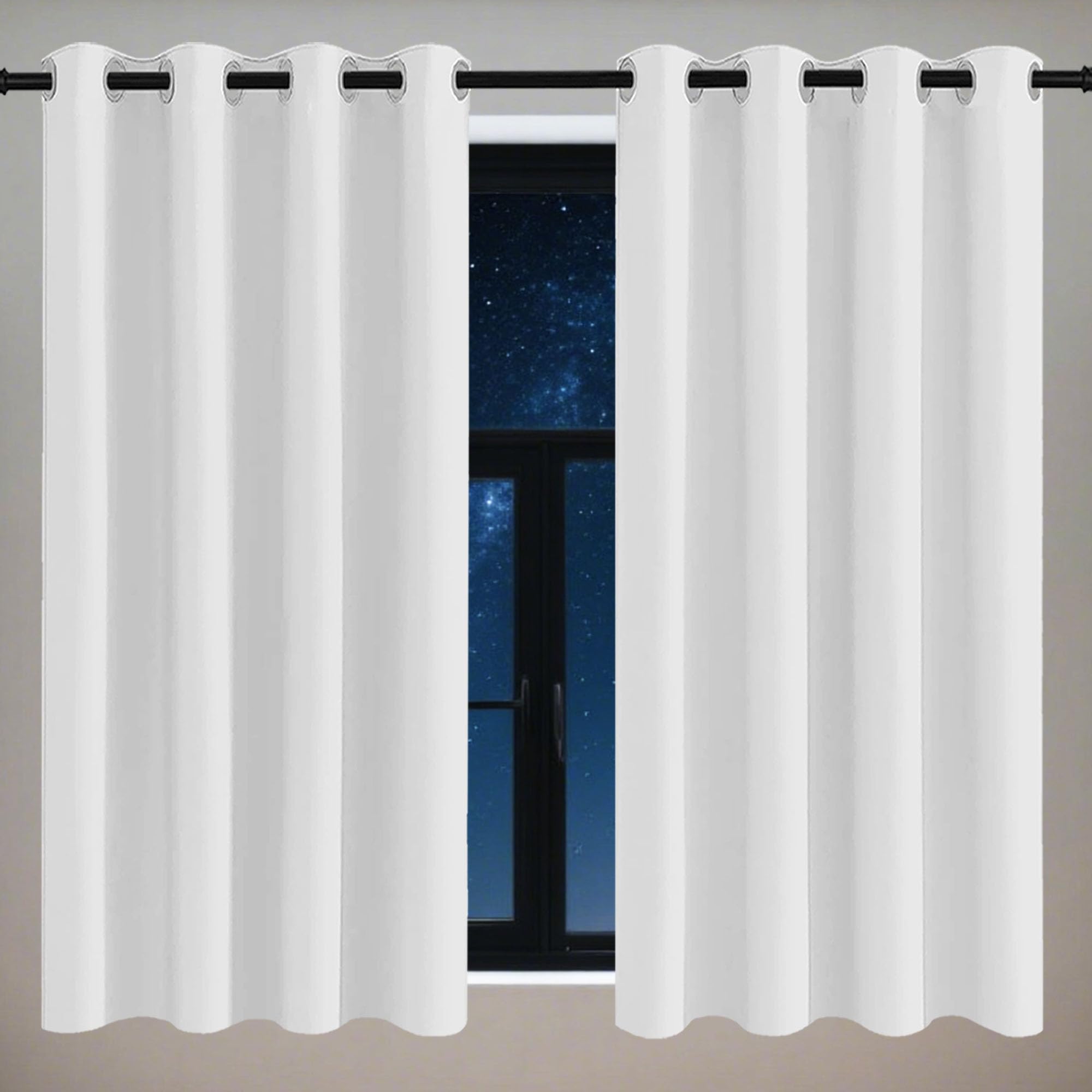 Transparante Gordijn 145 x 125 cm Doorschijnend, Super Zacht, Anti-Koude, Warmte-Isolerende Verduisterende Thermo Gordijnen Voor Woonkamer Slaapkamer Badkamer, Wit
