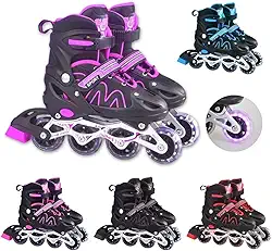 Patins Roller Ajustável Inline 4 Rodas Adulto Rodinha Led