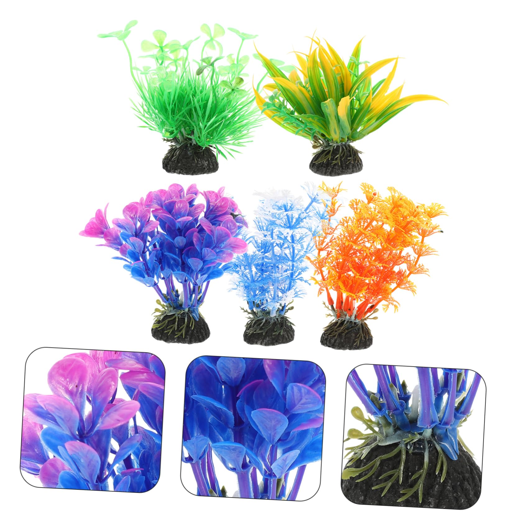 Yardwe 5 Set Decorazioni per Piante D'acquario Decorazioni per Acquari Pianta Fontana Pescare Piante Acquatiche Artificiali Decorative Ornamento di Piante Acquatiche Plastica 5 Pezzi*5
