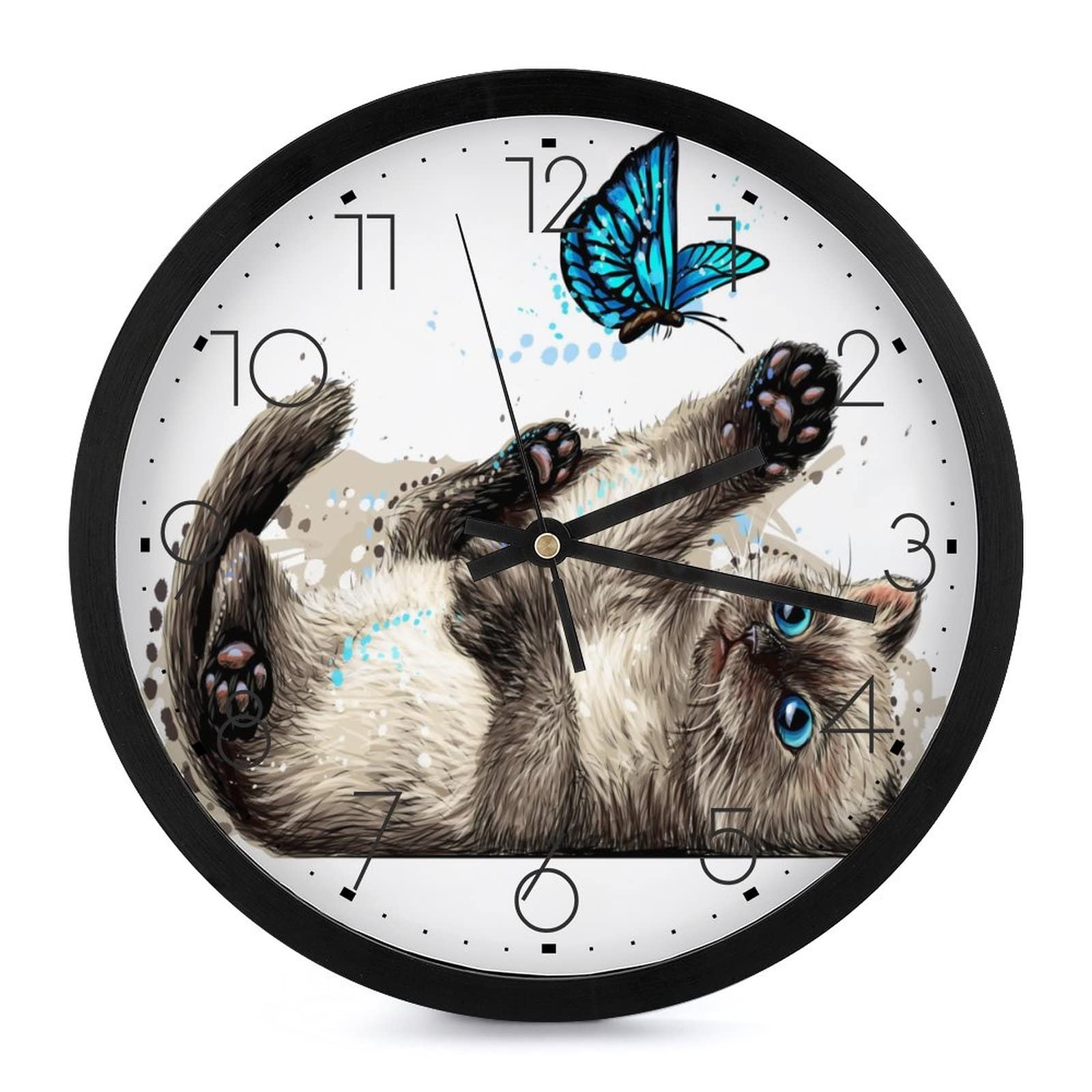 Pendule chat papillon pour chambre d enfant et decoration murale poétique
