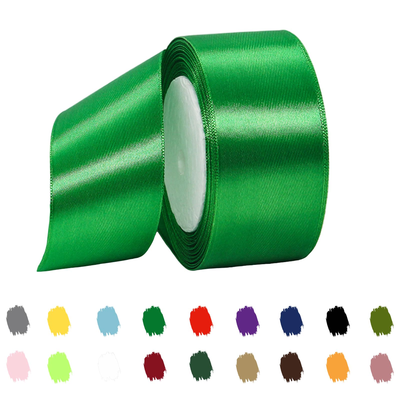 Dark Green Ribbon 40mm for Gift Wrapping 22M,Dark Green Satin Ribbon 40mm Wide for Crafting Cake,Hair Bow,Polyester Ribbon Christmas Decoration,Wedding Car Decor