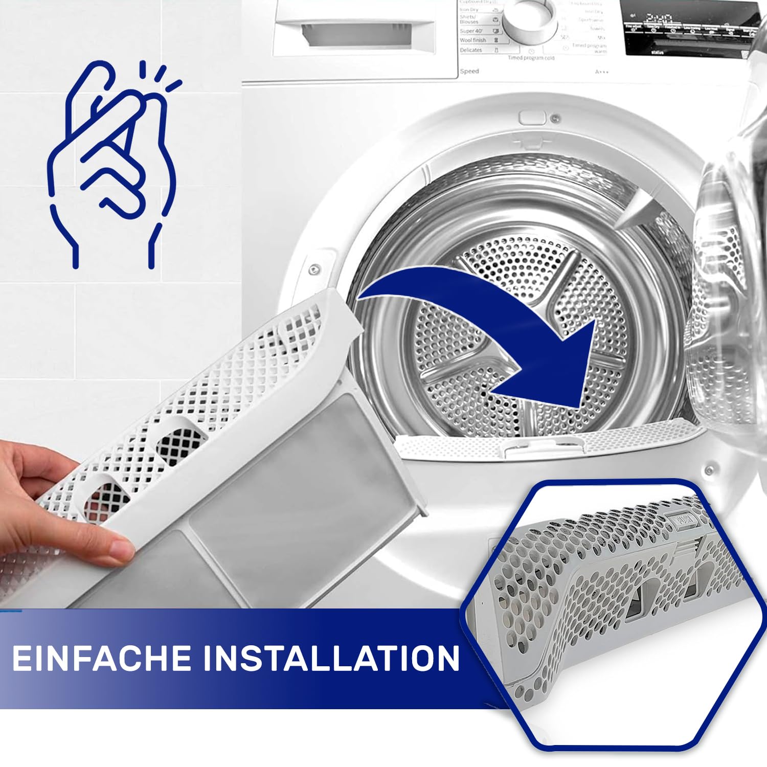 Flusensieb Filter für Trockner 335x170x88 mm mit dem Originalcode 8074539019 8588074539012 für Electrolux für Zanussi für Aeg - Garantie 10 Jahre - MONTERAL