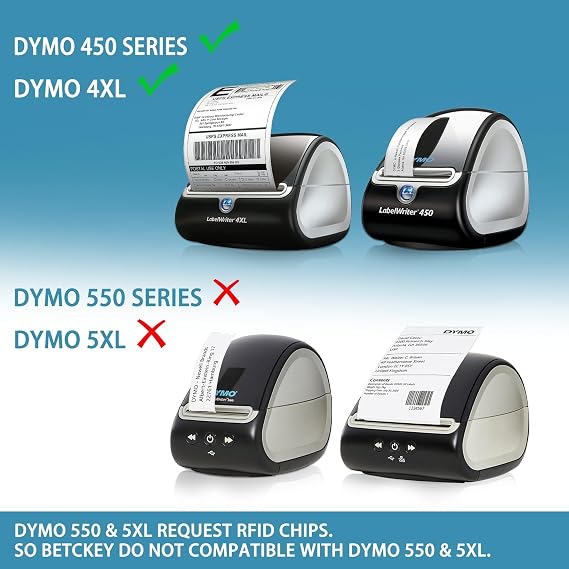 BETCKEY - Compatible DYMO 30333 (1/2 x 1) Extra Small 2-Up Labels - Compatible with DYMO Labelwriter 450, 4XL, NOT FIT 550 & 5XL [10 Rolls/10000 Labels]