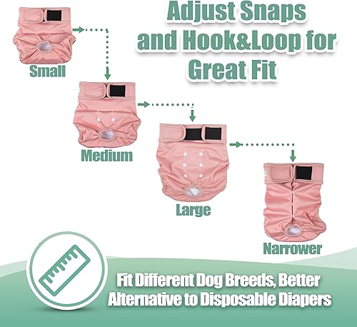 Miniatura 4 de wegreeco Pañales lavables para perras, pañales reutilizables altamente absorbentes para perras en celo, pañales para el ciclo de calor, paquete de 3