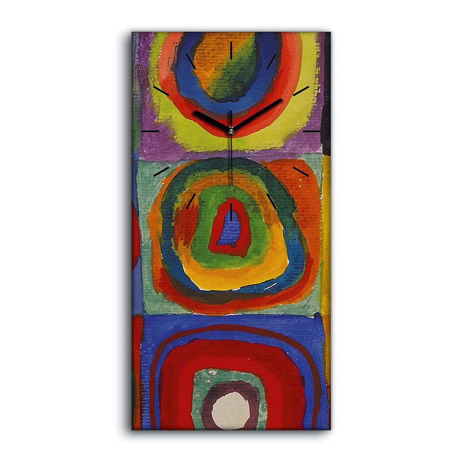 Horloge sur toile 30x60 cm au design moderne géométrique, l'art mural idéal à offrir pour un canapé