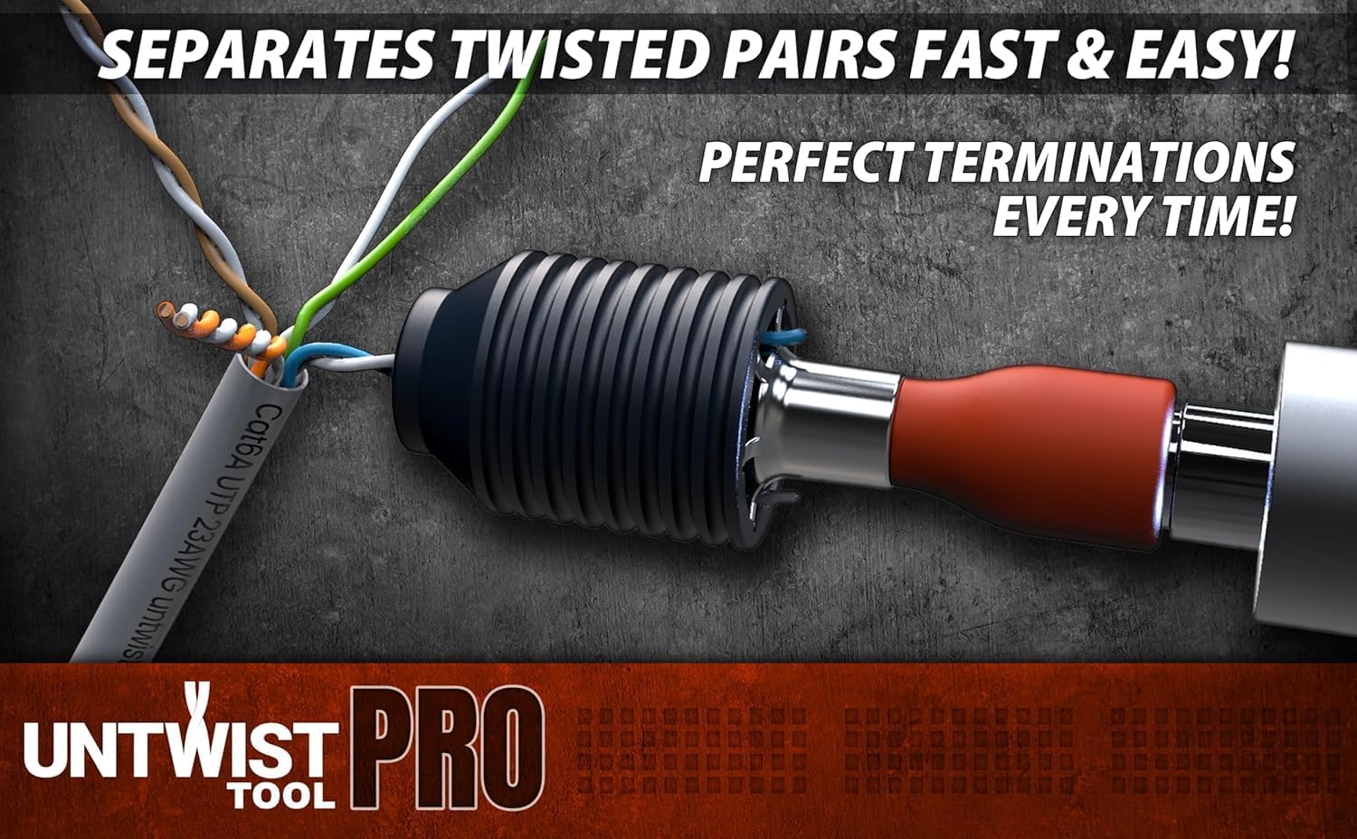 Untwist Tool PRO-COMBO Quickly Separates CAT5e, CAT6, CAT6A, & CAT7 (USB-C)
