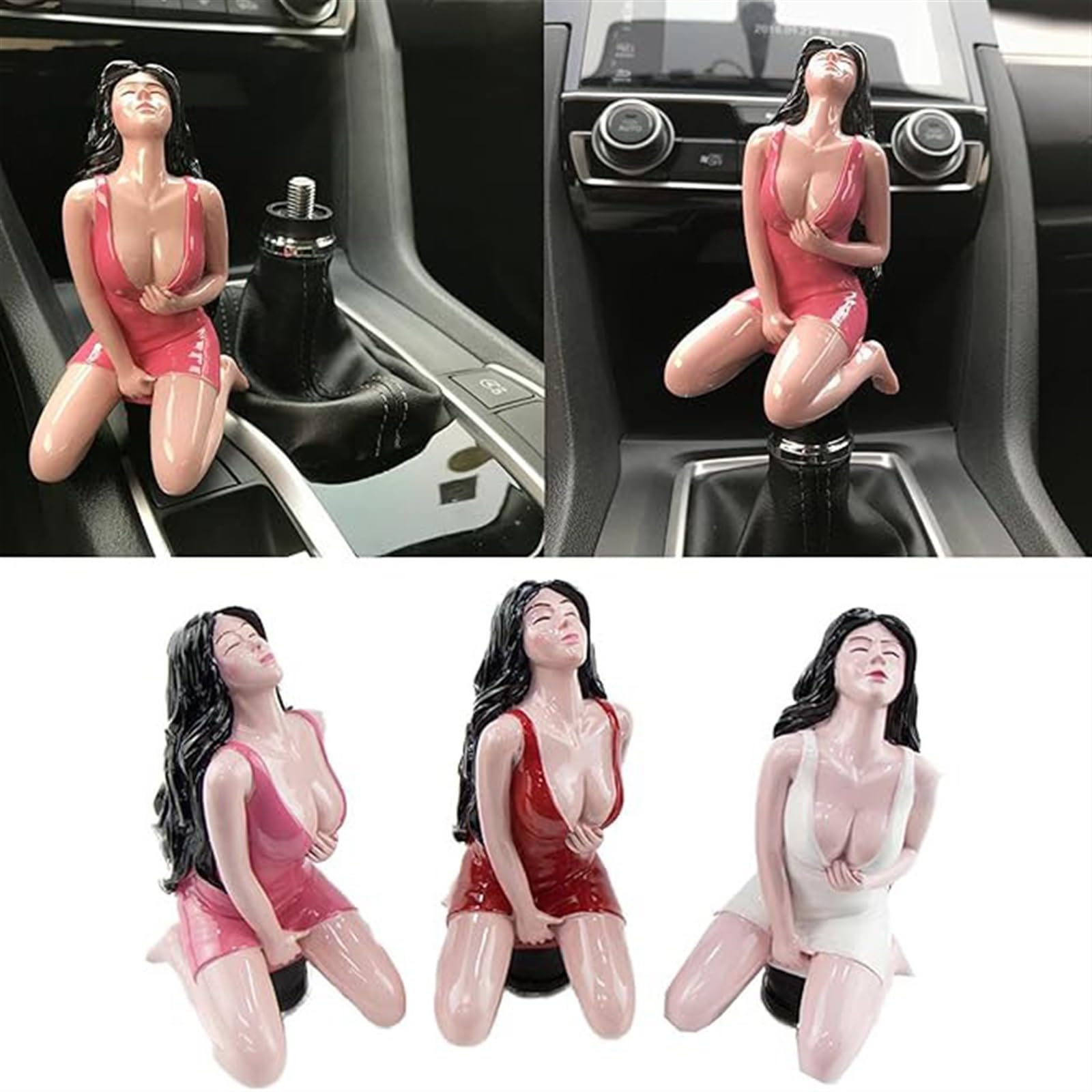 Sexy Pin Up Transmission Shifter Handle, Universal Speed Shifter Lever Sex Girl Handle, Car Gear Knob for Most Trucks SUV Car(Red) Automotive