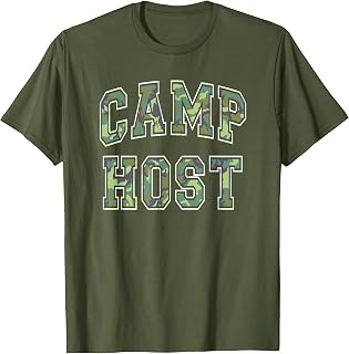 Camo CAMP HOST Summer Campfire Staff Squad Director Team T-Shirt