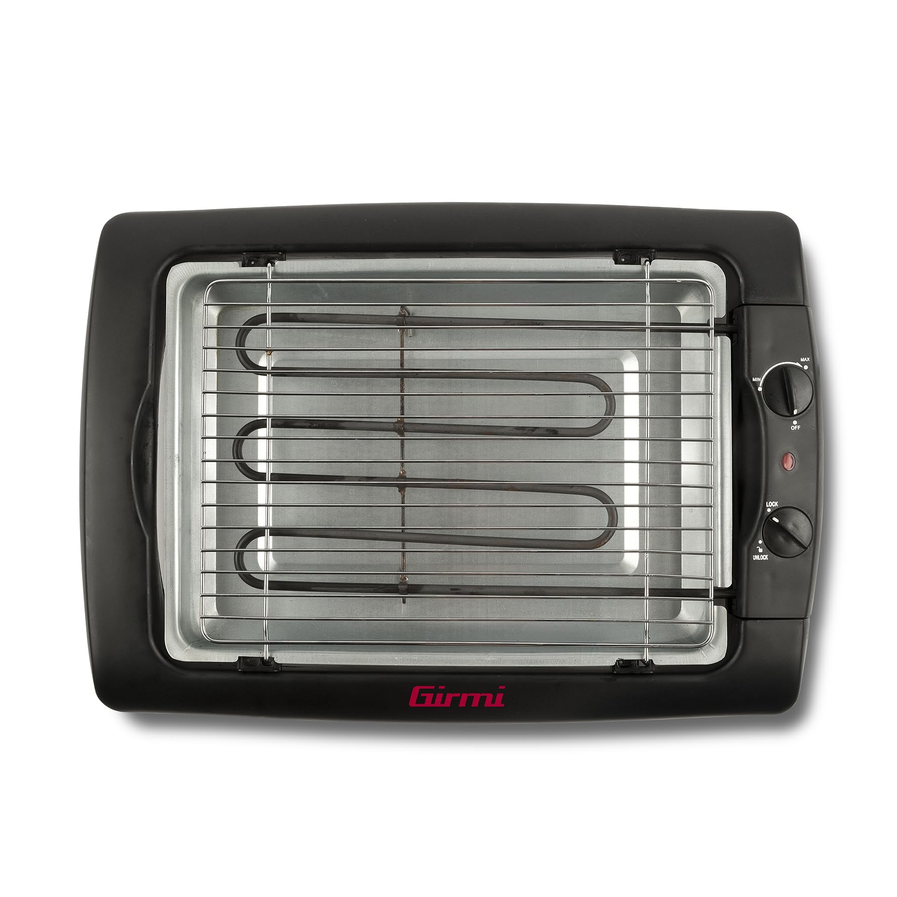 Girmi BQ12 Barbecue Elettrico, 2000 W, Griglia INOX, 34 x 24,5 cm, Regolazione temperatura, Completamente smontabile, Vassoio raccogli grasso, Resistenze in acciaio corazzato
