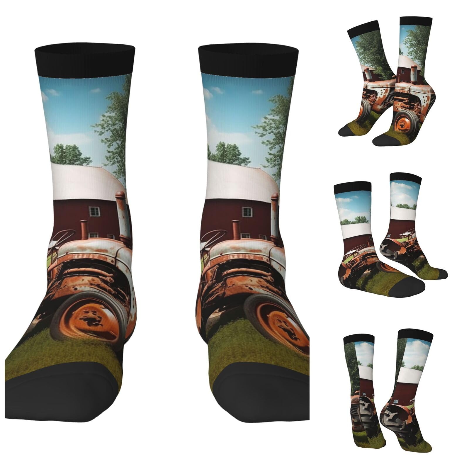LZQPOEAS Company Farm Tractor Athletic Socks Unisex Cushioned Crew Socks Hiking Running Calf Sock Soft Above Ankle Sock