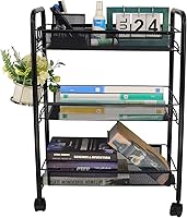Vista 1 de OVICAR Mesh Wire 3 Tier Rolling Cart, Kitchen Storage Utility Cart, Multifunction Basket Stand for Bathroom, Full Metal Storage Art Trolley Carts