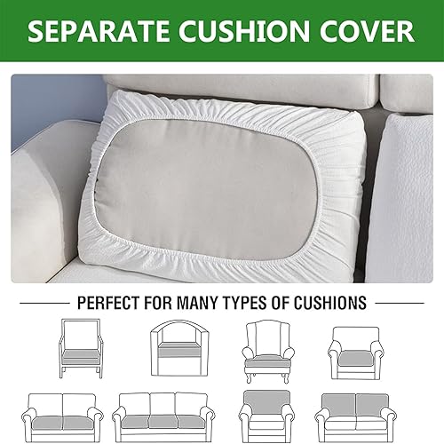 Miniatura 7 de Fundas elásticas impermeables para cojín de asiento de sofá, tela de alta elasticidad, funda de cojín impermeable (blanco, tumbona)