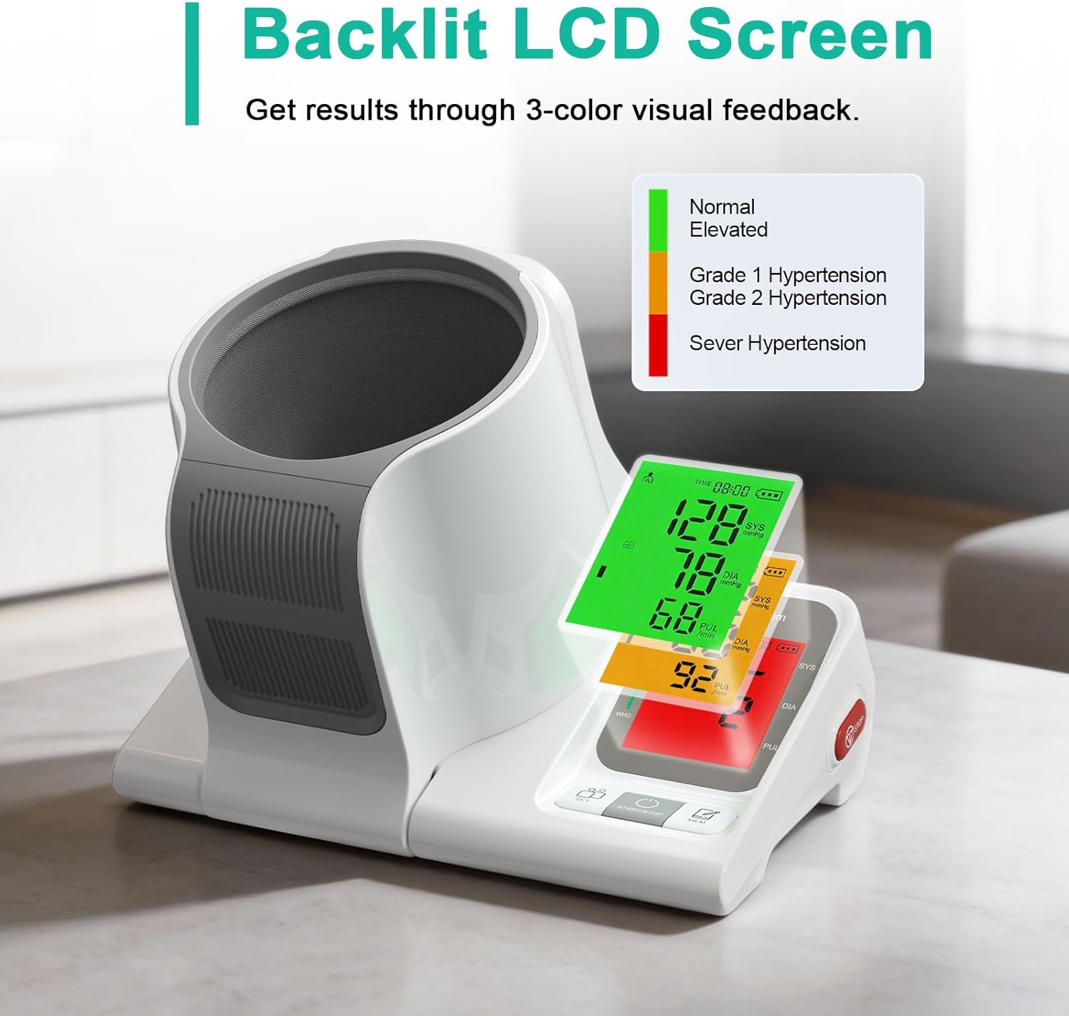 Automatic Upper Arm Blood Pressure Monitor for Home Use, BP Machine with Wide Range Cuff 7.1''-16.5'' for 2 Users, Stores 99 Readings