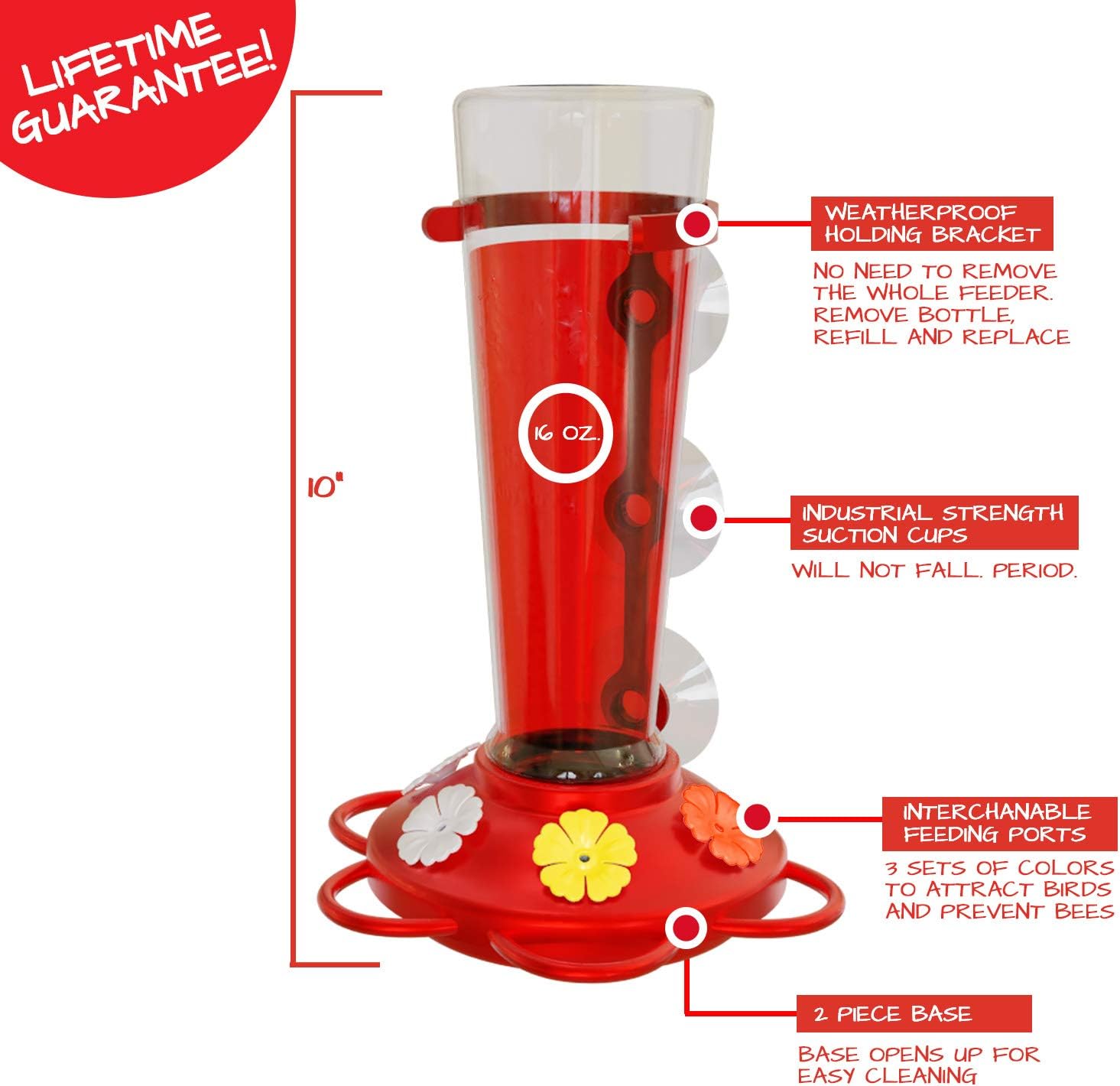 Window Hummingbird Feeders for Outdoors Including 3 Colors of Interchangeable Flowers for Hummingbirds Food and Nectar (2 Pack)