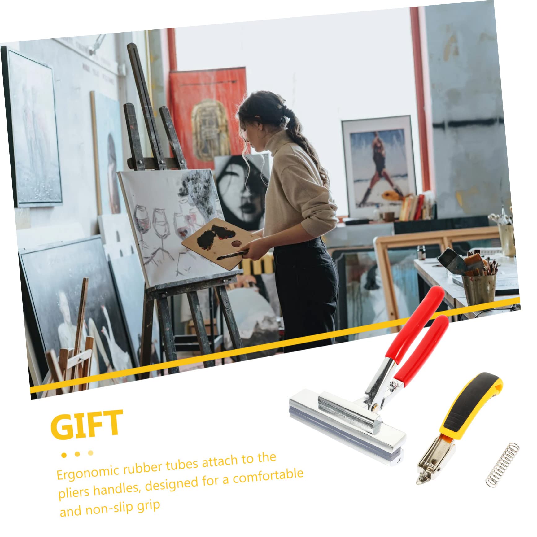 SOESFOUFU Heavy Duty Canvas Pliers Staple Remover Ergonomic Lever Design for Easy Stretching Non-slip Grip