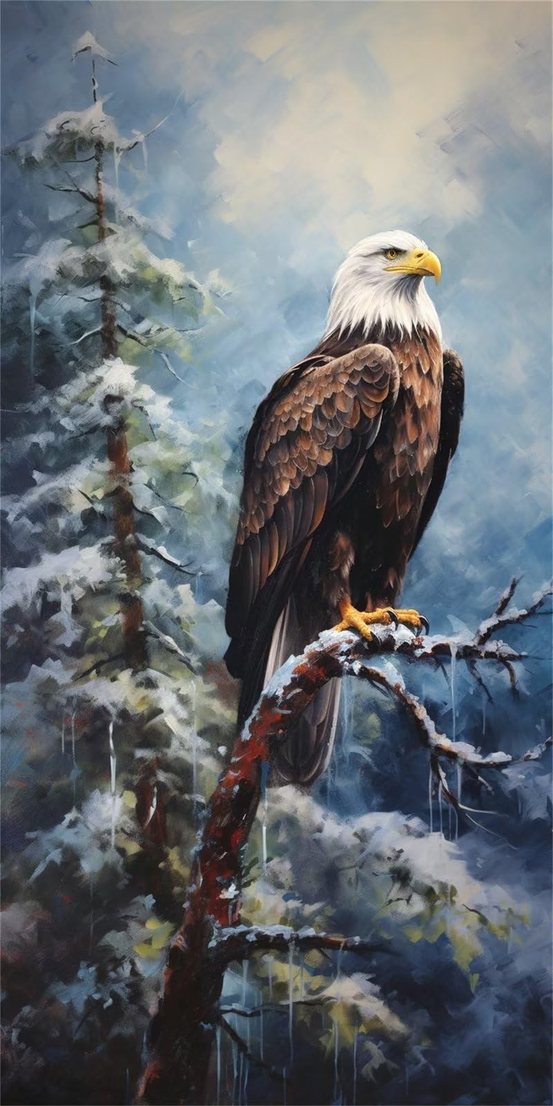 Diamond Painting Winter-Adler – 5D DIY Bild 30 X 60 Cm | Mit Diamanten, Werkzeug & Vorlage