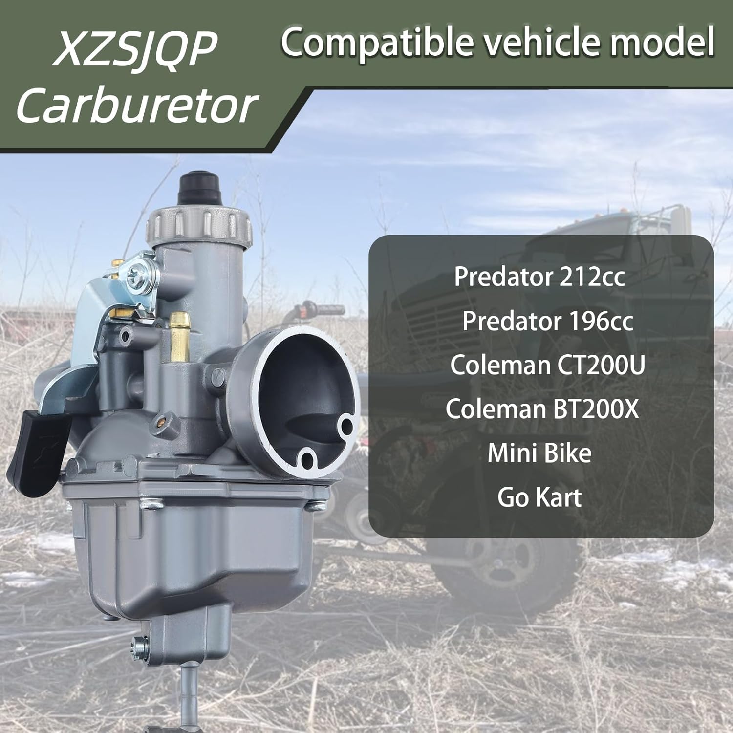 VM22 26mm Carburetor Carb for Predator 212cc 196cc 224cc 200cc CT200U BT200X Mini Bike Go Kart KT196 Go Kart GX160 GX200 6.5hp Engine with 38mm Air Filter Intake Manifold Main Jets Kit (Red)