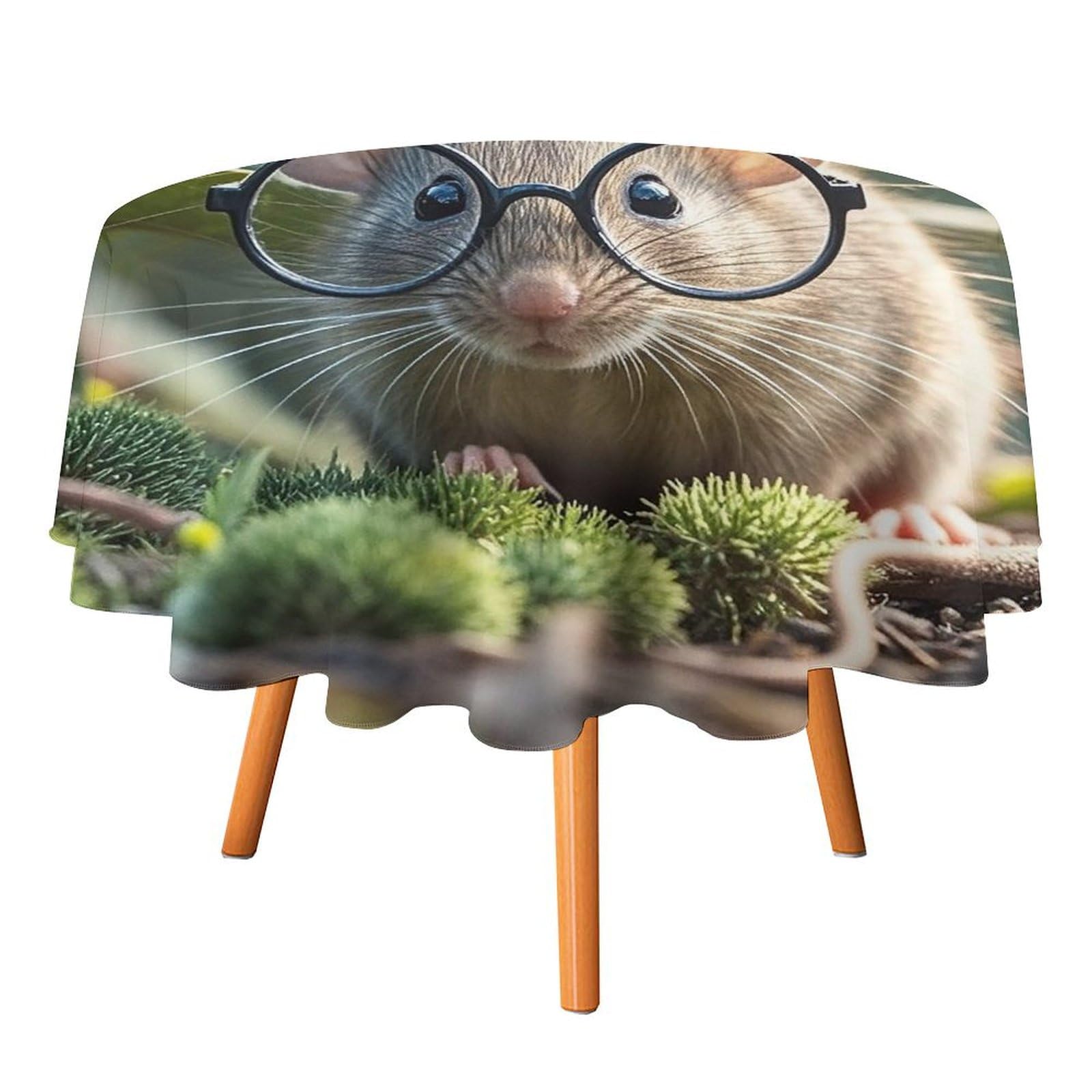 Nappe ronde lavable motif souris d'Inde décoration d'intérieur résistante aux taches 152cm