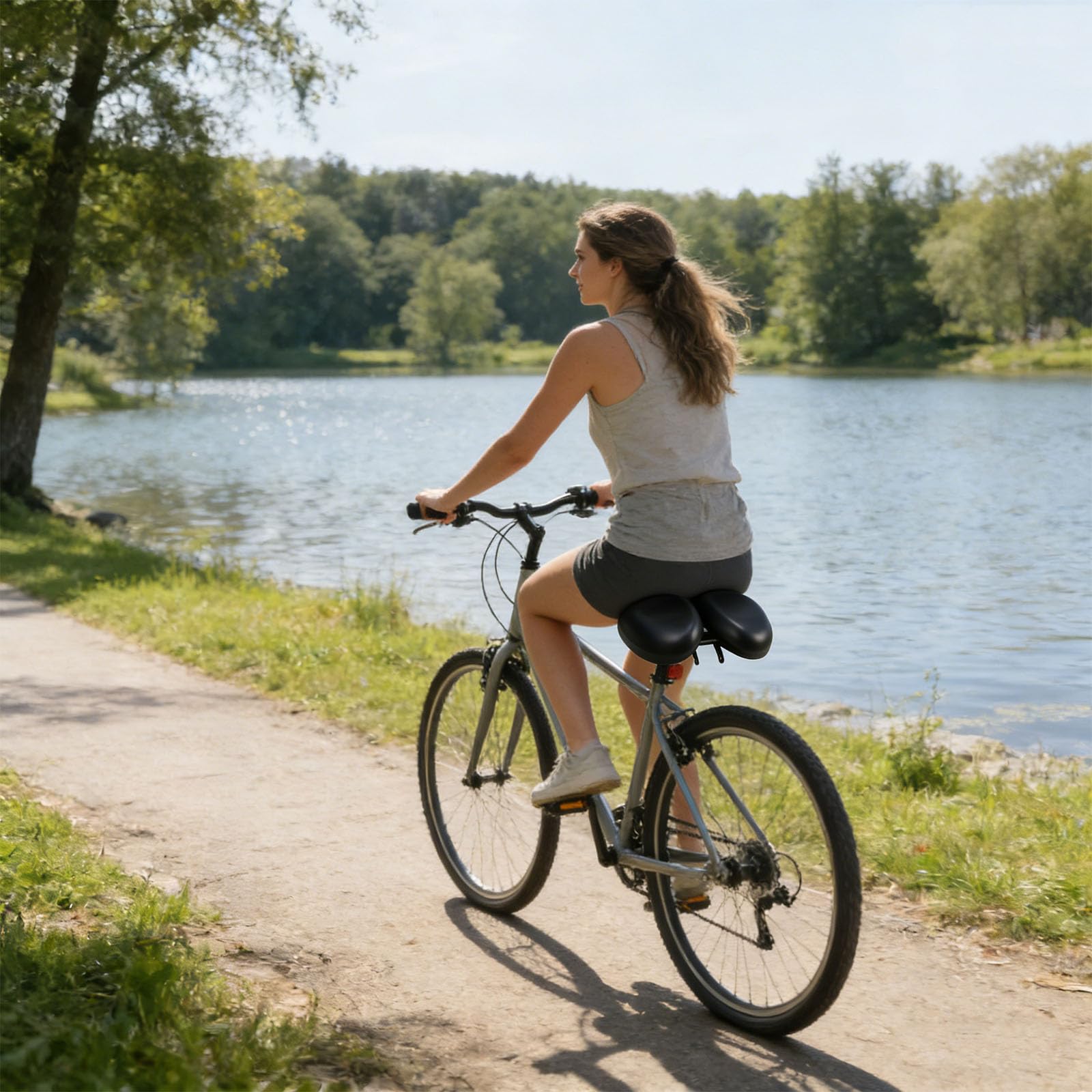 Cómodo asiento de bicicleta con espuma de doble capa y apertura anatómica para sillín de bicicleta transpirable para hombres y mujeres