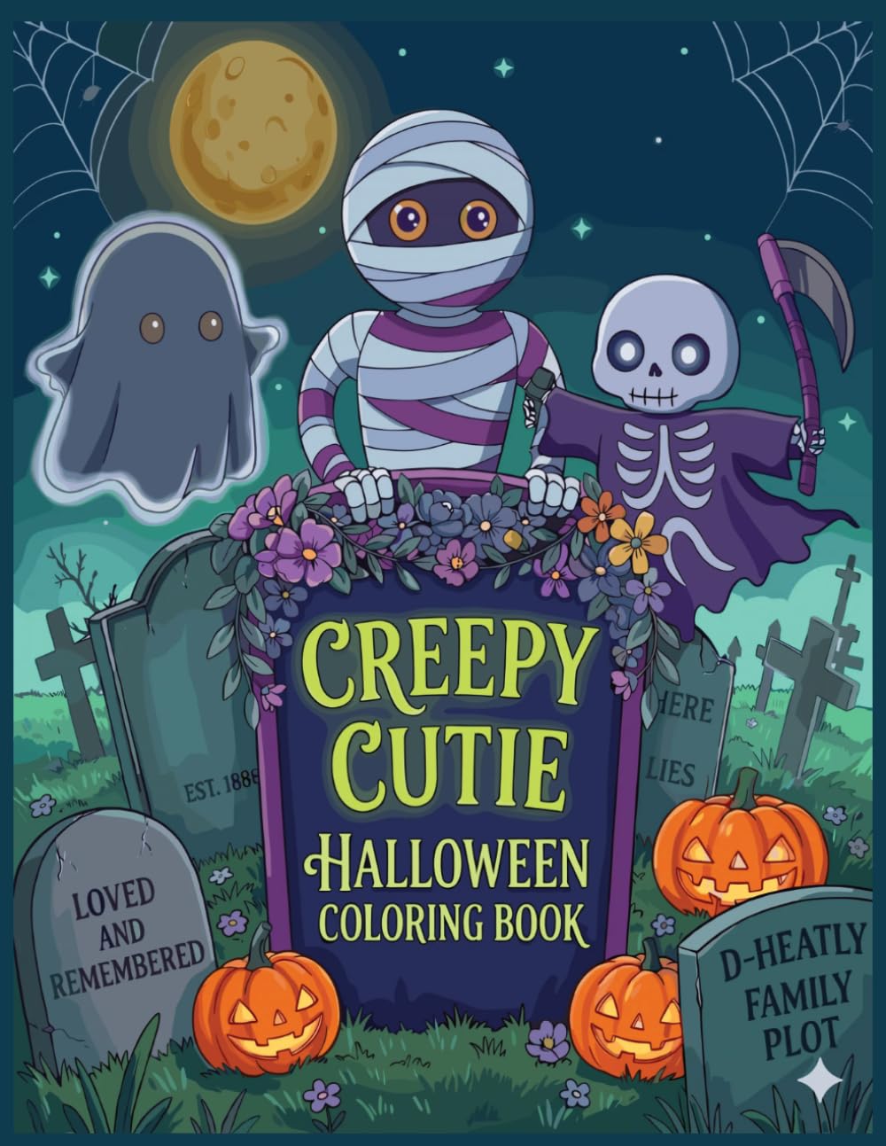 Creepy Cutie Halloween Coloring book: Spooky Cute Creatures Coloring Pages Featuring Adorable Monsters, Ghosts, and Halloween Scenes for Stress Relief and Relaxation