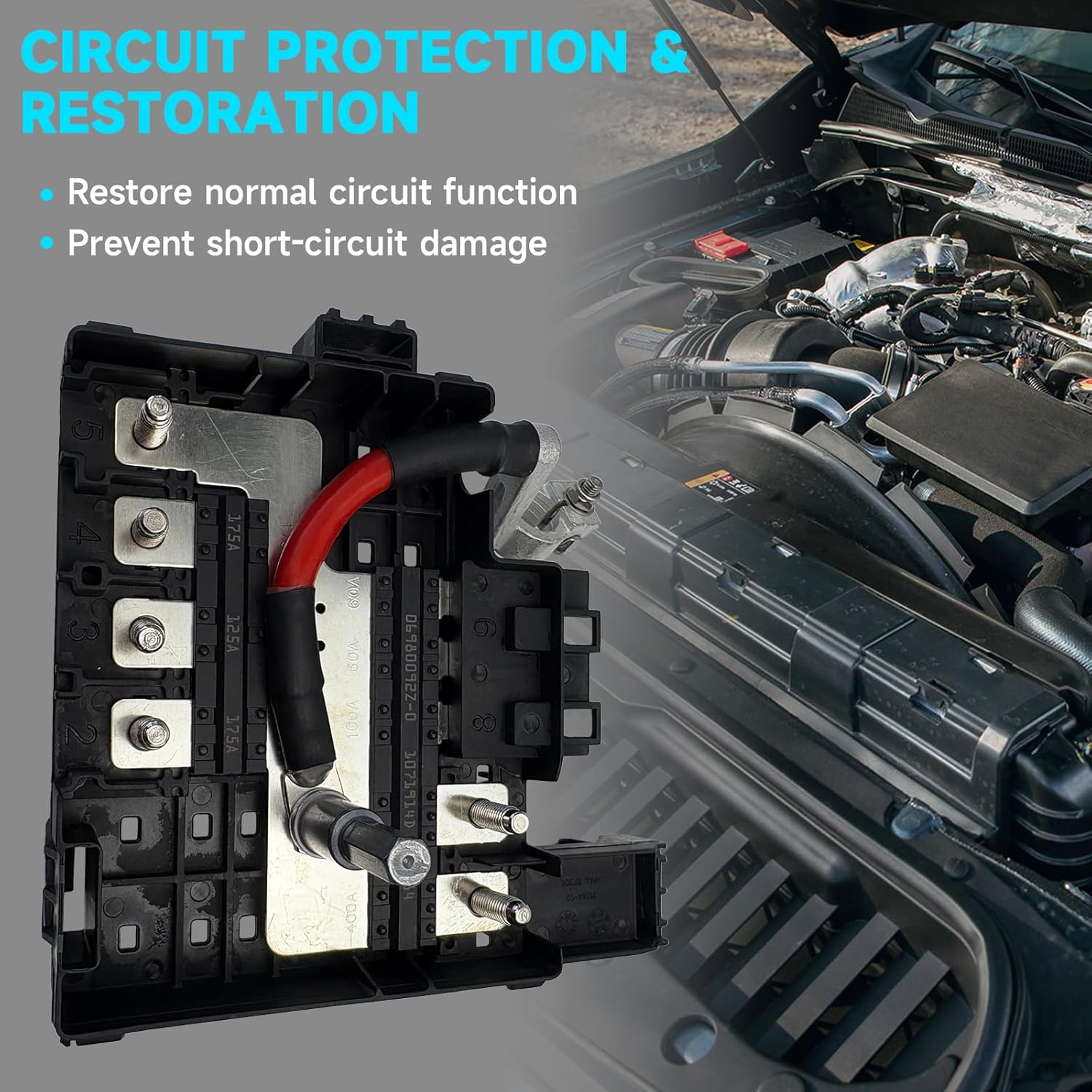 Battery Distribution Engine Compartment Fuse Block - Fit for Chevy Silverado/GMC Sierra 2017-2019, Compatible with 84354721, 84095551, 84460795,84043745 W/Terminal Cleaner