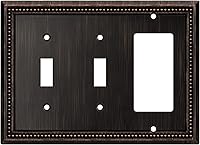 Vista 139 de Henne Bery Sunken Pearls - Placa de pared decorativa resistente para interruptor, cubierta para tomacorrientes (doble dúplex, níquel satinado)