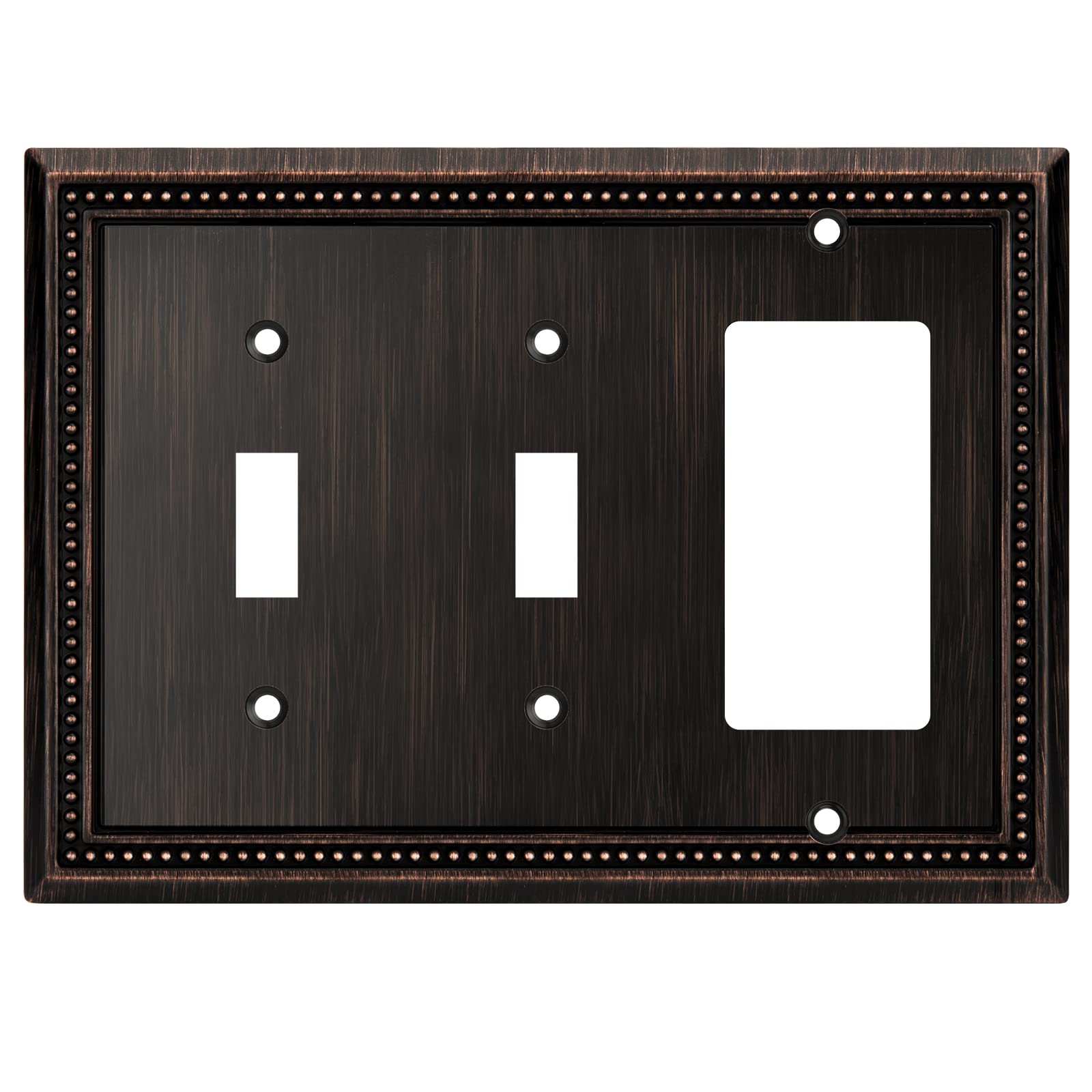 Henne Bery Sunken Pearls Heavy Duty Decorative Wall Plate Switch Plate Outlet Cover (Double Toggle/Single Decorator, Aged Bronze)
