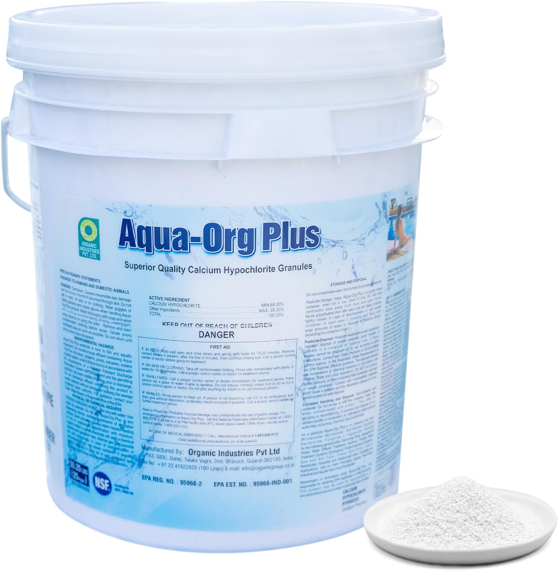 Pool Shock by Pyrock Chemical - 65% Granular Cal Hypo - Swimming Pool Shock for In-Ground, Above Ground, Spas & Hot Tubs - 50 Pound Pail