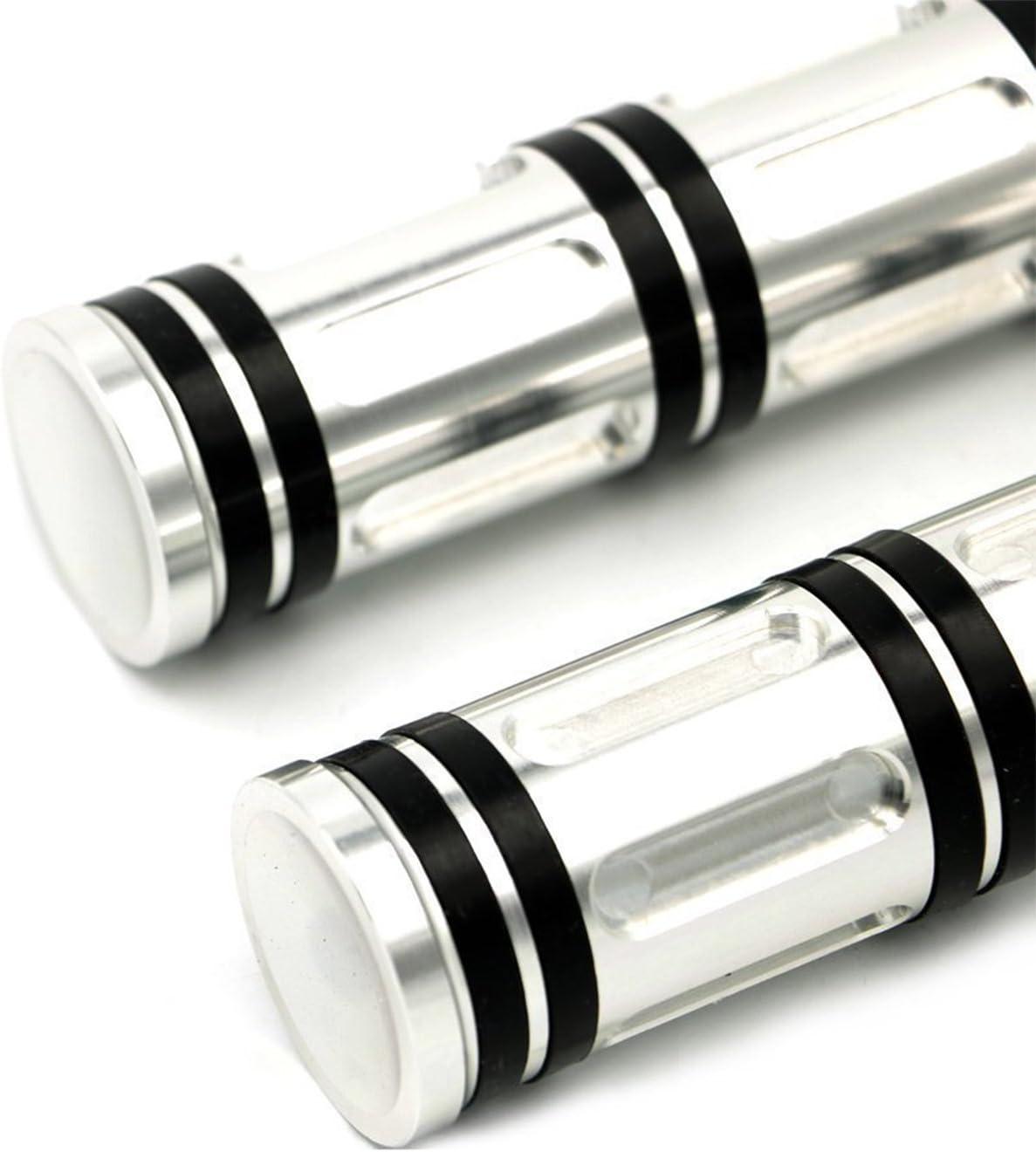 Heavy Duty CNC Billet 1" Handlebar Hand Grips for Sportster Dyna Softail Touring (Silver)