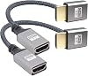 Cable Trenzado UHD 4K HDTV Hembra a HDTV Macho en Ángulo Recto Hacia Abajo 90 Grados | 0.56ft, Cable Trenzado 18Gbps 2.0, Compatible con 4K@60Hz, 1080p, ARC, 3D, para Reproductores Blu-ray, DVRs, HDTV, Roku Ultra (Paquete de 2) 1