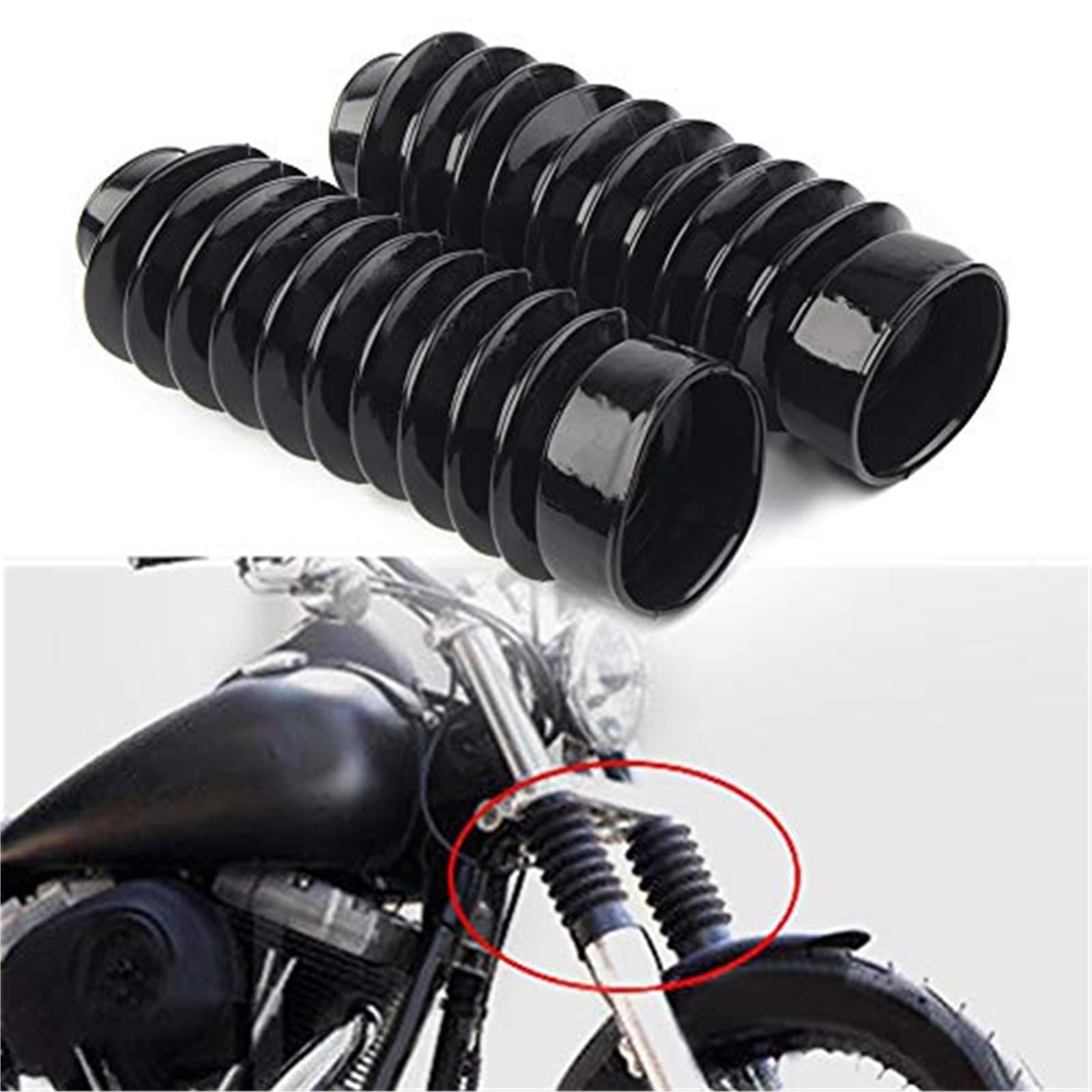 Wivplex Moto 49mm, Fourche Couvre Soufflets en Caoutchouc Avant Gators amortisseurs Bottes, for Harley, Dyna FXDWGI FXDWG Cache-Fourche