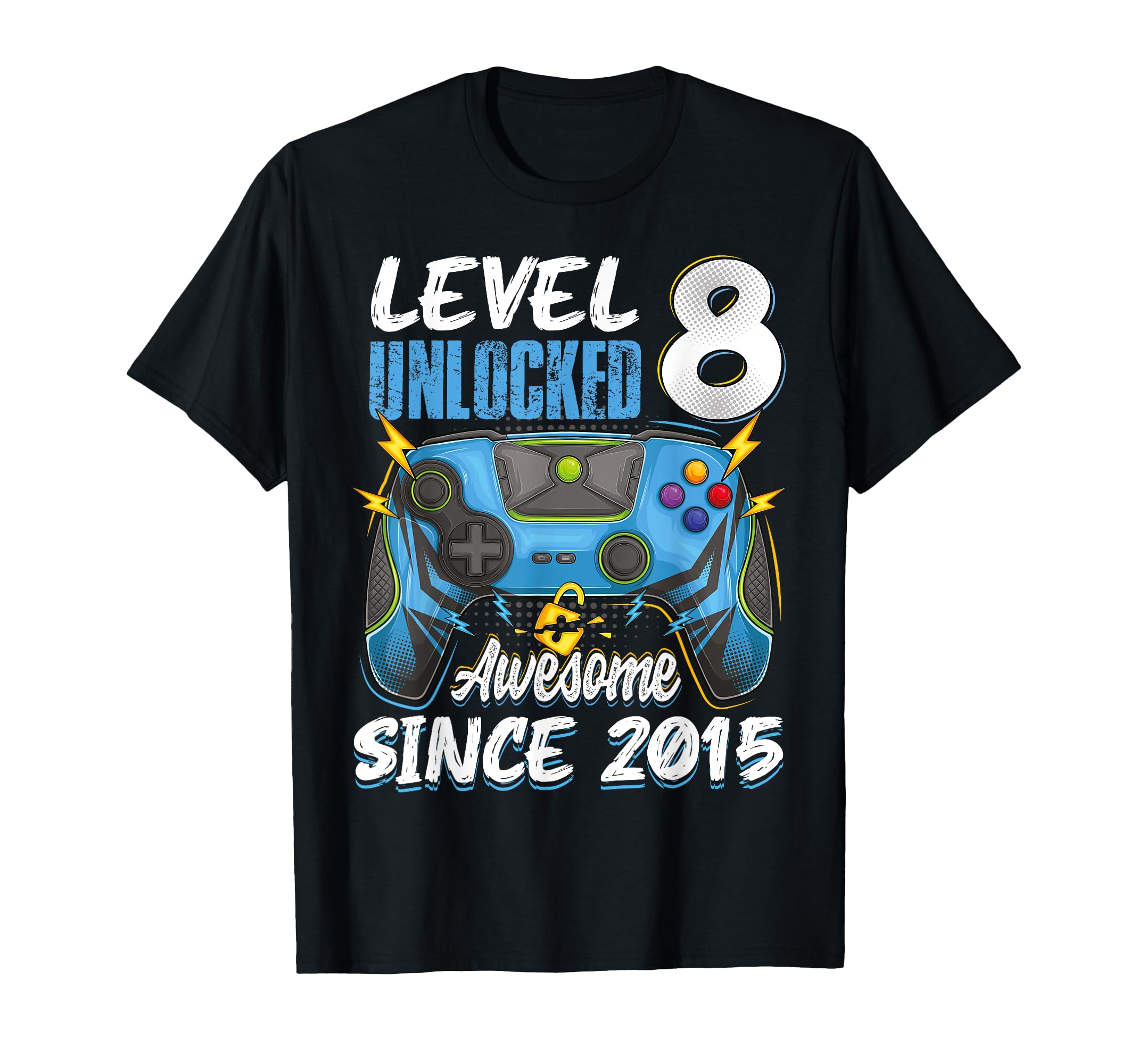 Level 8 Unlocked Awesome 2015 8th Birthday Boy Video Games T-Shirt