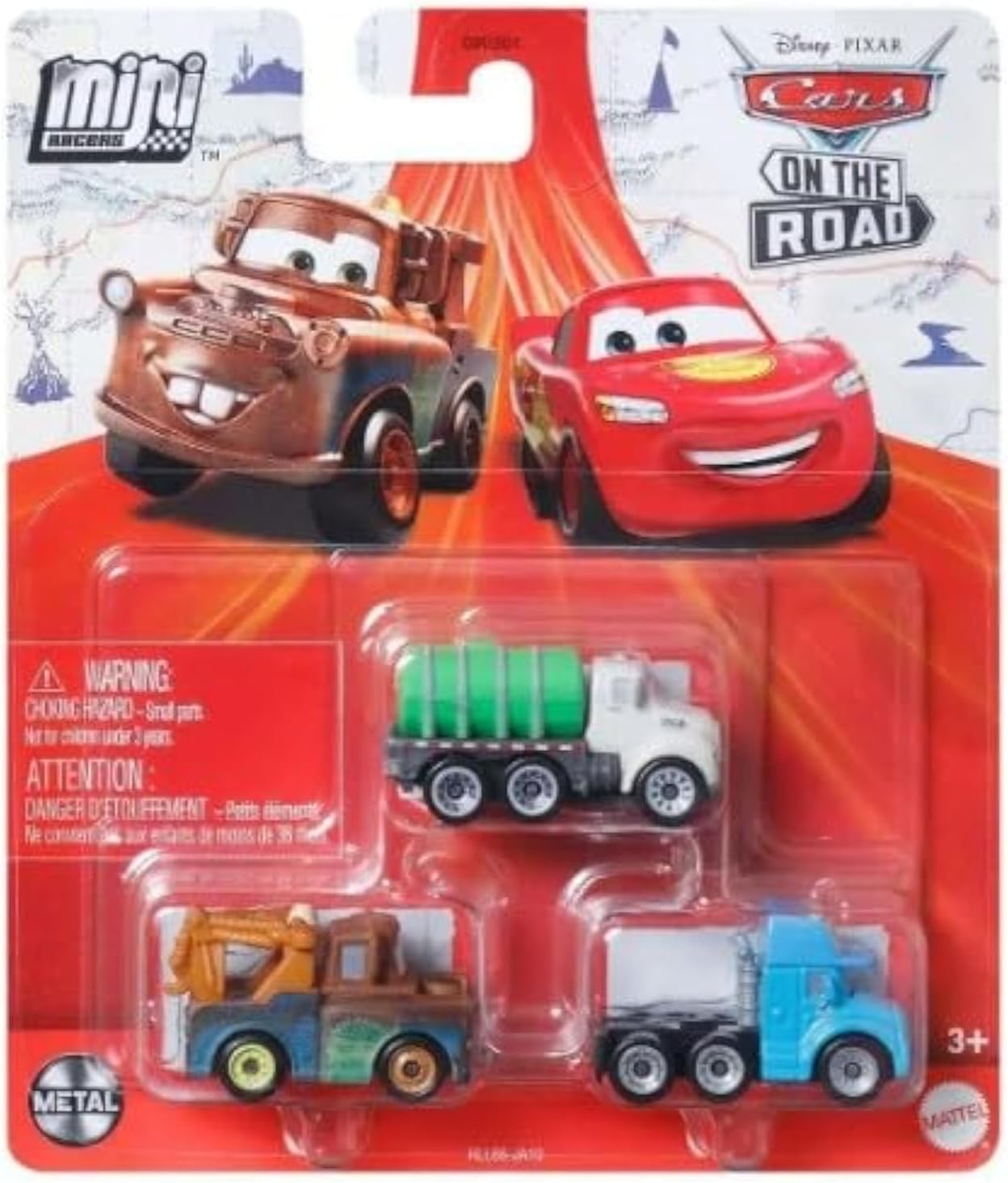 Disney Cars Mini Racers 3-Pack (Erin Kindafast, Gray, Mater)