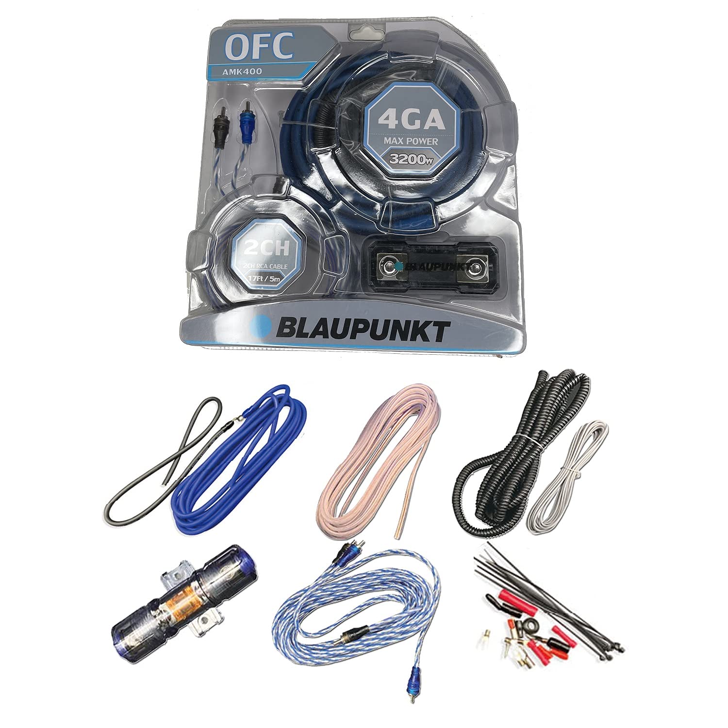 Blaupunkt 4GA Complete Car Amplifier Wire Kit Oxygen Free 3200W Max Power (AMK400)
