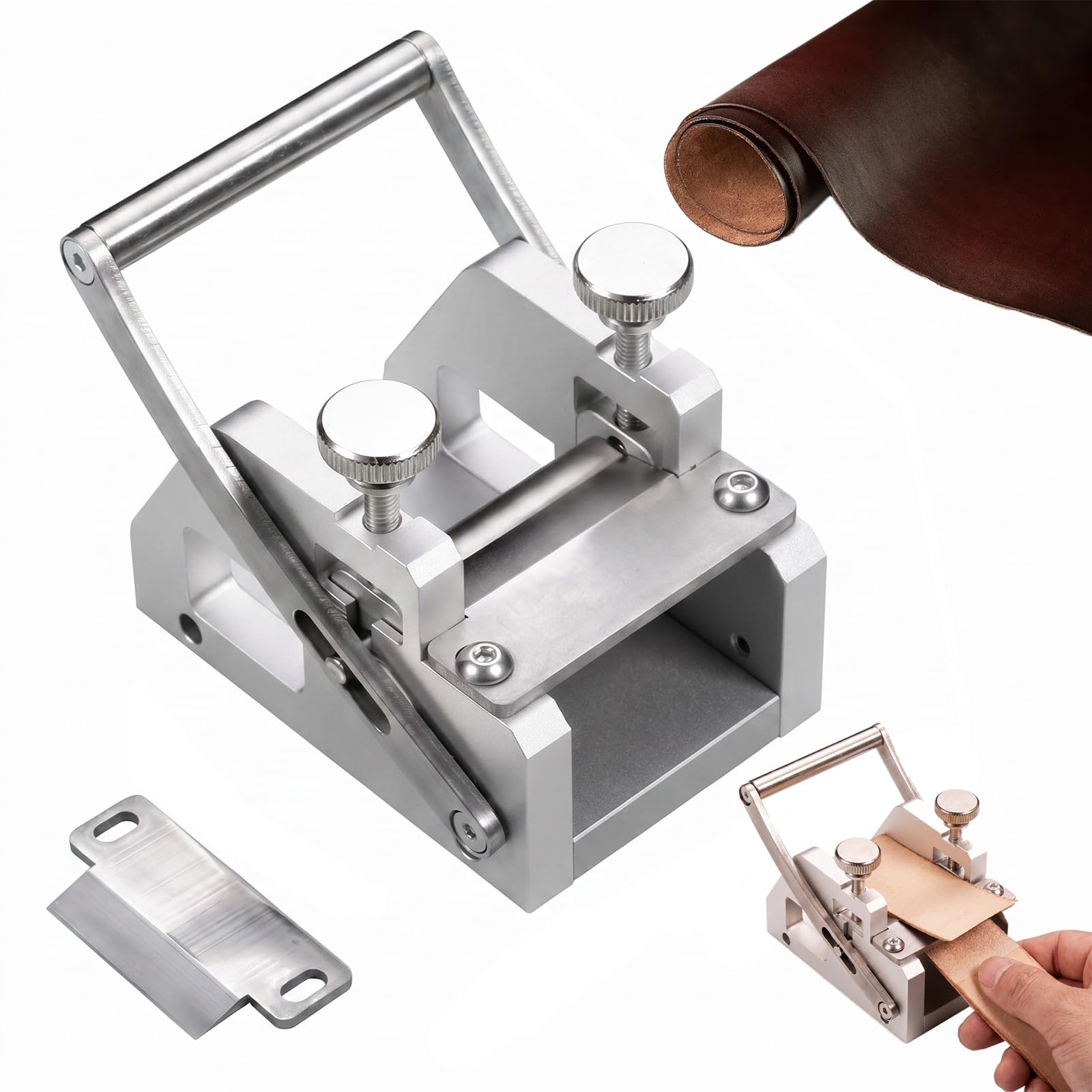 Herramienta divisora de cuero, herramienta de pelado de grosor ajustable de mano para manualidades de cuero, ideal para cinturones hechos a mano, correas y proyectos de ocultación
