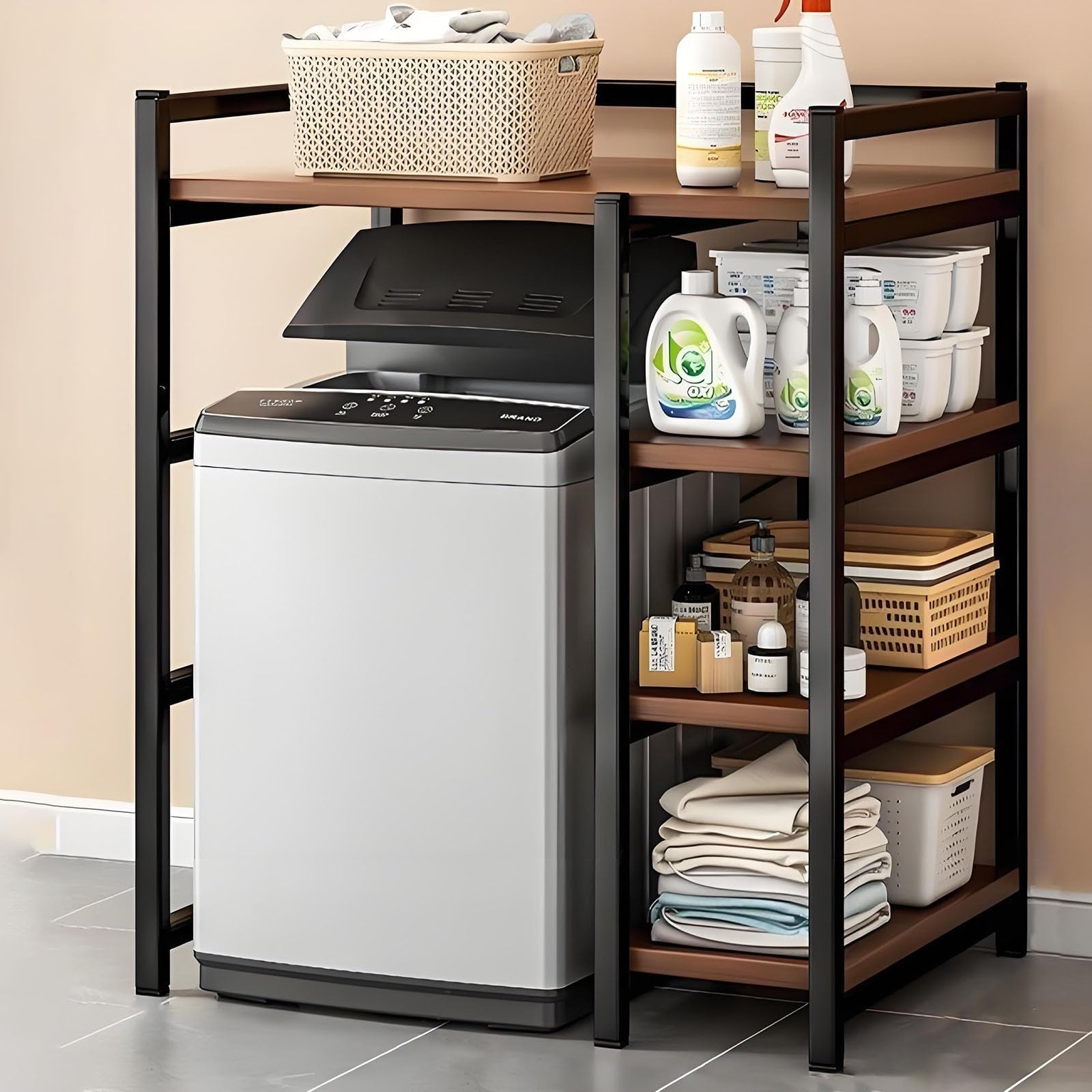 Étagère machine à laver anti-chute avec déflecteur pour sécuriser le rangement 300 kg