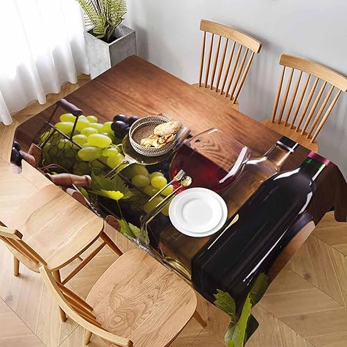 Miniatura 8 de TKS MITLAN Mantel rectangular decorativo de vino tinto y blanco, tablero de madera de frutas retro, mantel de poliéster, cubierta de mesa de cocina