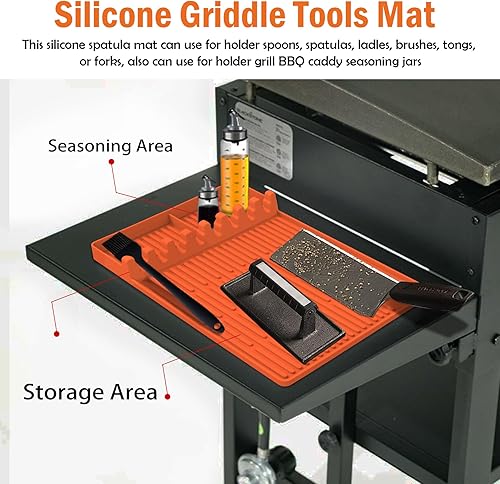 Miniatura 2 de Tapete para parrilla, paquete de 2 alfombrillas laterales para Blackstone, almohadilla de silicona para parrilla al aire libre, encimera de cocina,