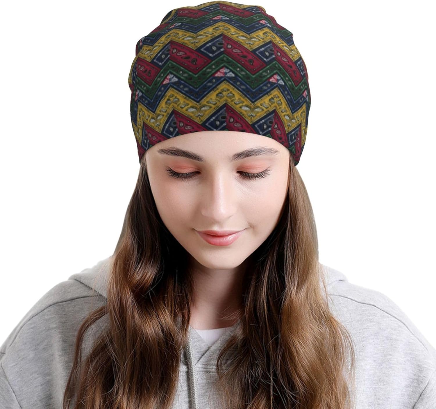 Colorful Stripe Womens Slouchy Beanie Cotton Chemo Caps Cancer Headwear Hats Turban Baggy Skull Sleep Scarf - Image 3