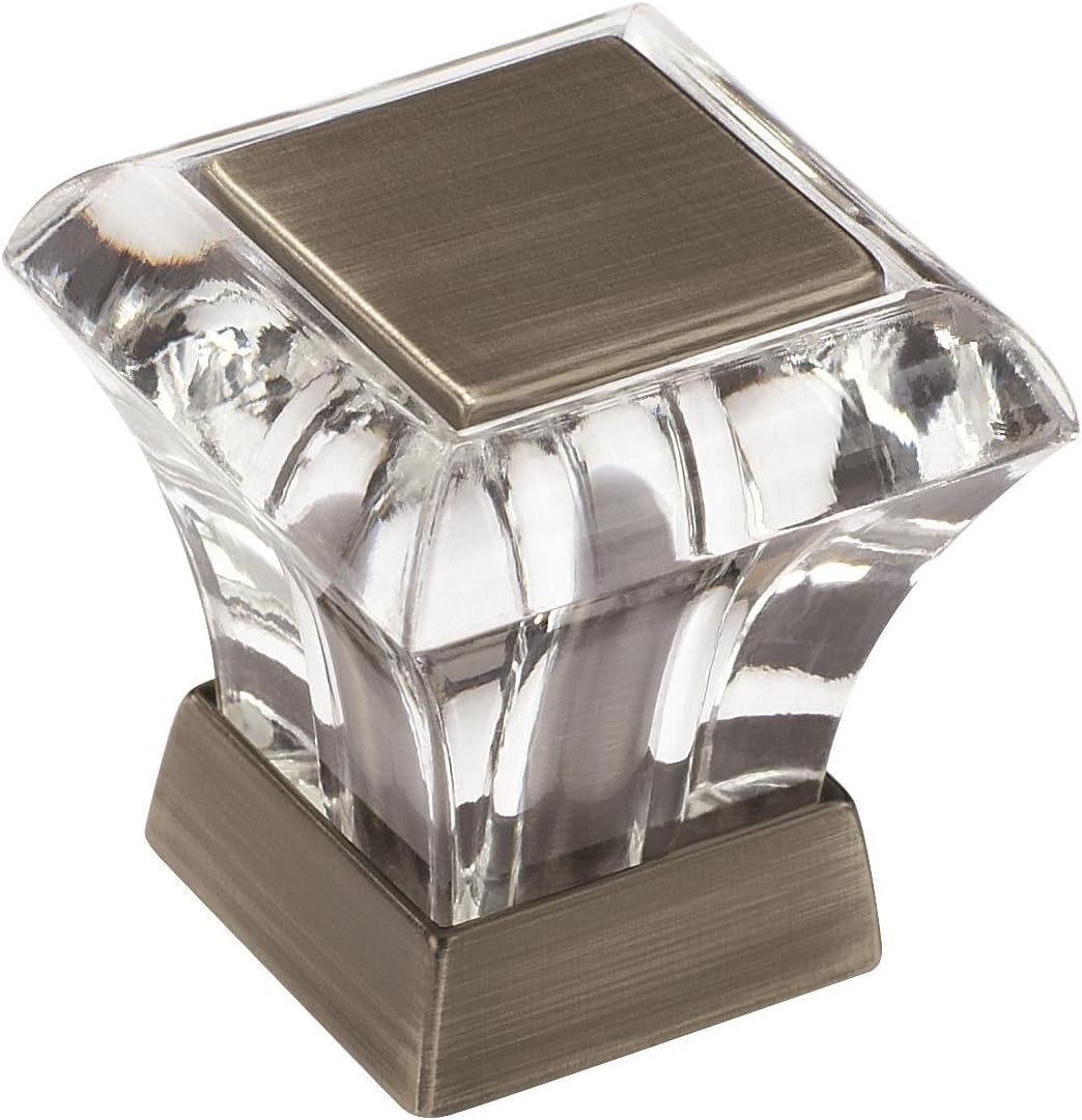 Amerock | Cabinet Knob | Clear/Antique Silver | 1-1/16 inch (27 mm) Length | Abernathy | 1 Pack | Drawer Knob | Cabinet Hardware