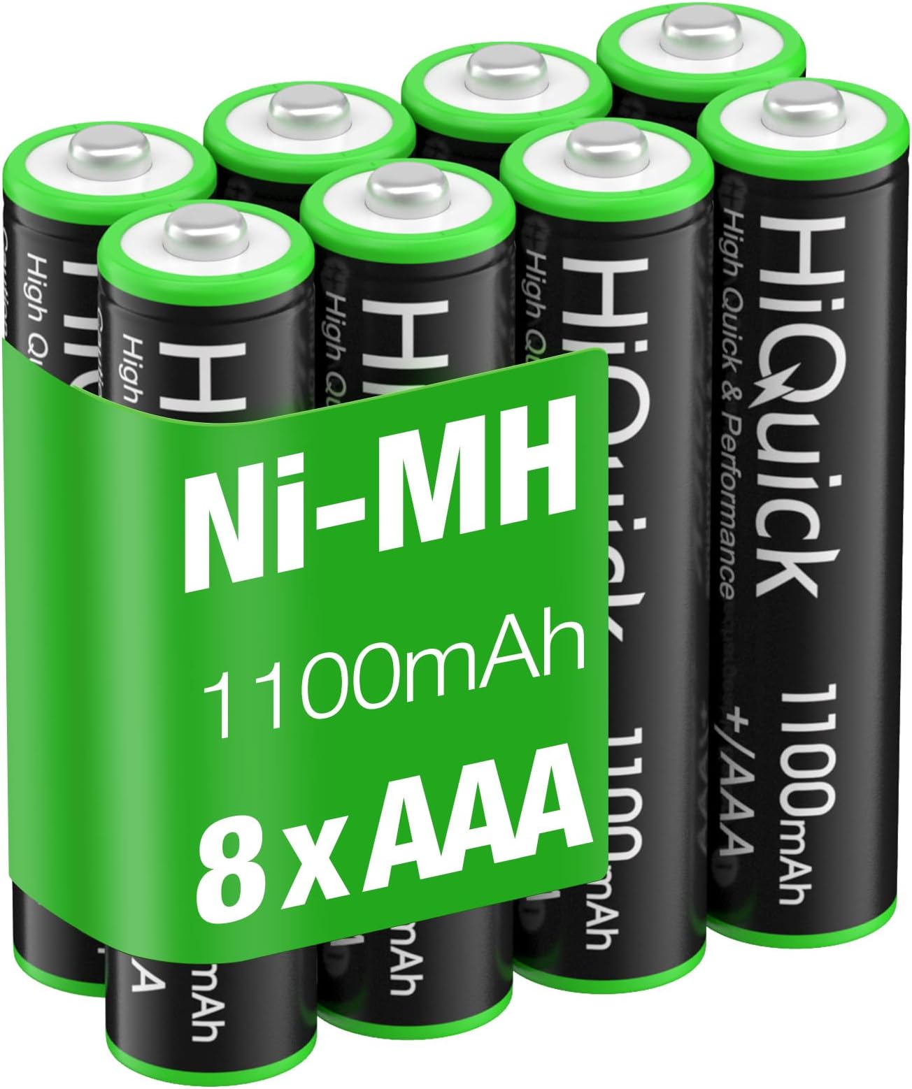HiQuick Rechargeable AAA Batteries 8 Pack, 1100mAh NiMH Triple AAA Batteries Pre-Charged