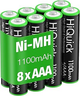AAA Batteries Rechargeable 8 Counts, HiQuick 1100mAh Triple AAA Batteries Ni-MH Low Self-Discharge 1.2V